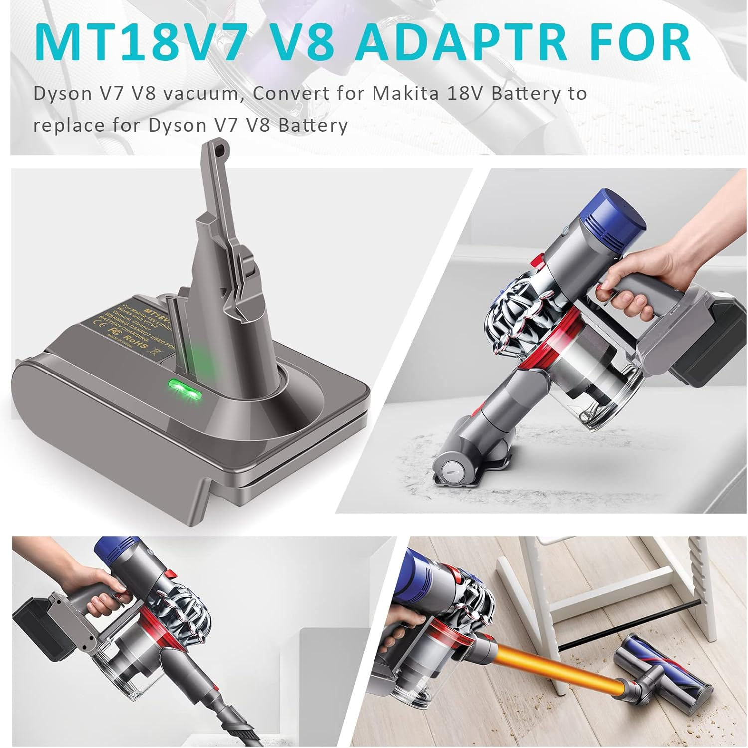 Battery Adapter for Makita for Dyson V7 V8 SV10 Series Vacuum Convert for Makita 18V Battery BL1830, BL1830B, BL1840, BL1840B, BL1850, BL1860B (Adapter Only) image number 3