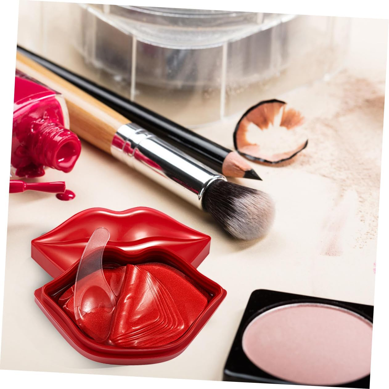 OKUMEYR 20Pcs Hydrating Lip Masks with Cherry Extracts Nourishing Gel Treatment for Dry Cracked Lips Soothing Night Care Pads for Soft Formula image number 5