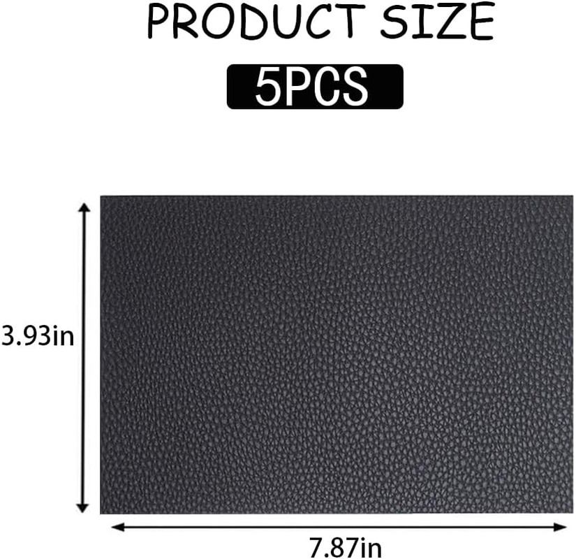 5Pcs 20X10Cm Black Leather Repair Patch, Self-Adhesive PU Leather Repair Patch Leather Repair Kit Waterproof Stain-Proof, Easy to Cleanfor for Sofa Chair Furniture, Car Seat, Jackets, Handbags (Black) image number 3