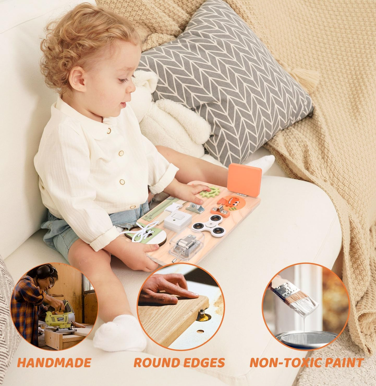 Montessori Busy Board Wooden Sensory Toddler Toys Preschool Educational Learning Activities for Boys & Girls- Birthday Gifts for Kids image number 4