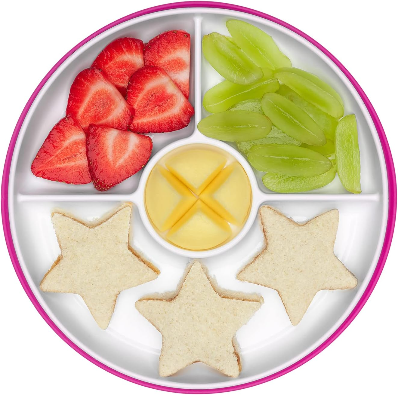 OXO TOT Stick and Stay Suction Divided Plate, Pink, image number 5