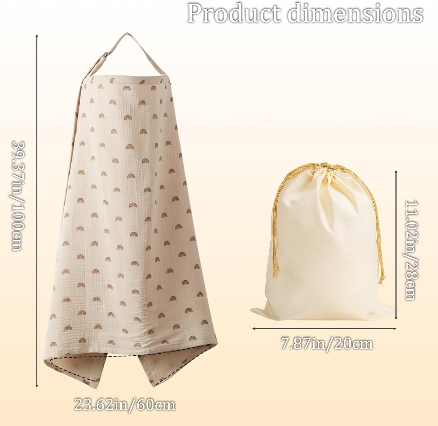 Breastfeeding Cover, Nursing Cover for Privacy, Multi-Use Stroller Cover and Car Seat Canopy, Khaki Rainbow with Beige Bag image number 4
