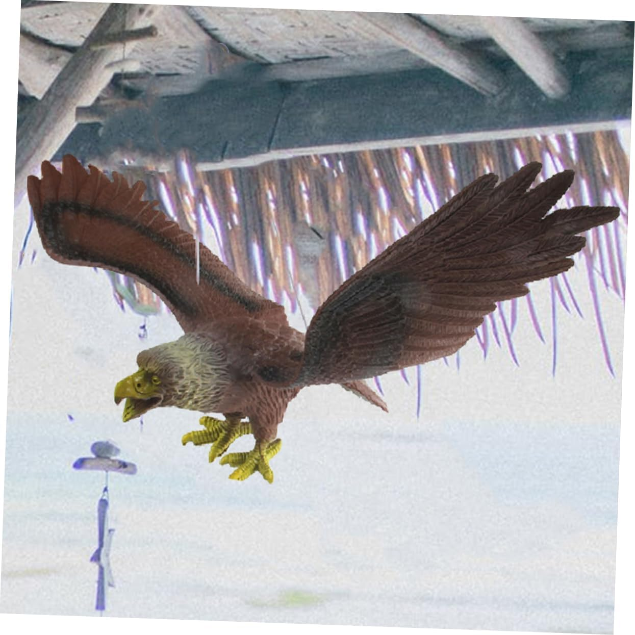 Milisten 2Pcs Large Eagle Simulation Toy Bird Deterrent Decorations Bird Deterrents Decor Outdoor Garden Statue - Brown image number 4