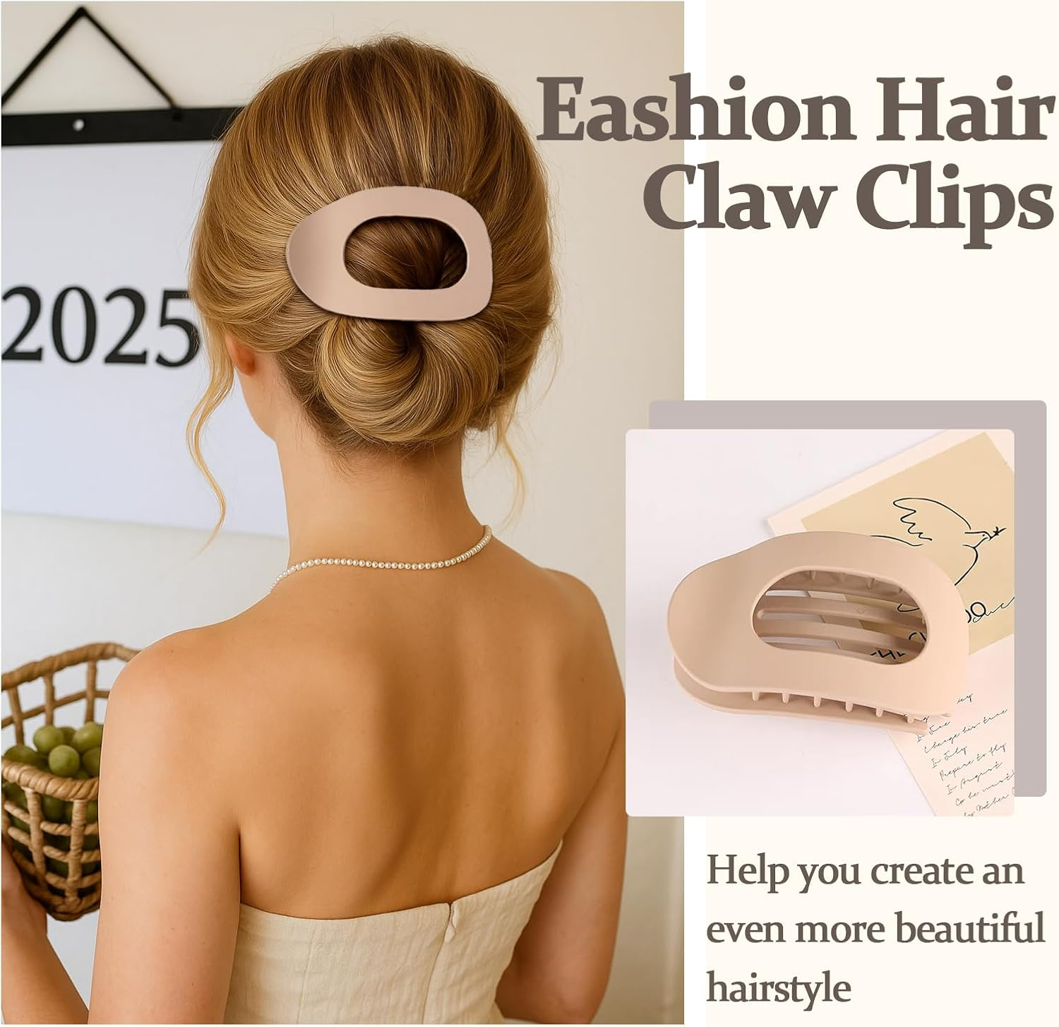 4 PCS Flat Hair Clips for Women, Curved Design Duckbill Hair Clip for Lying, Driving - Matte Strong Hold Claw Clip for Thin, Thick Hairs, Hairs Accessories for Women and Girls image number 1