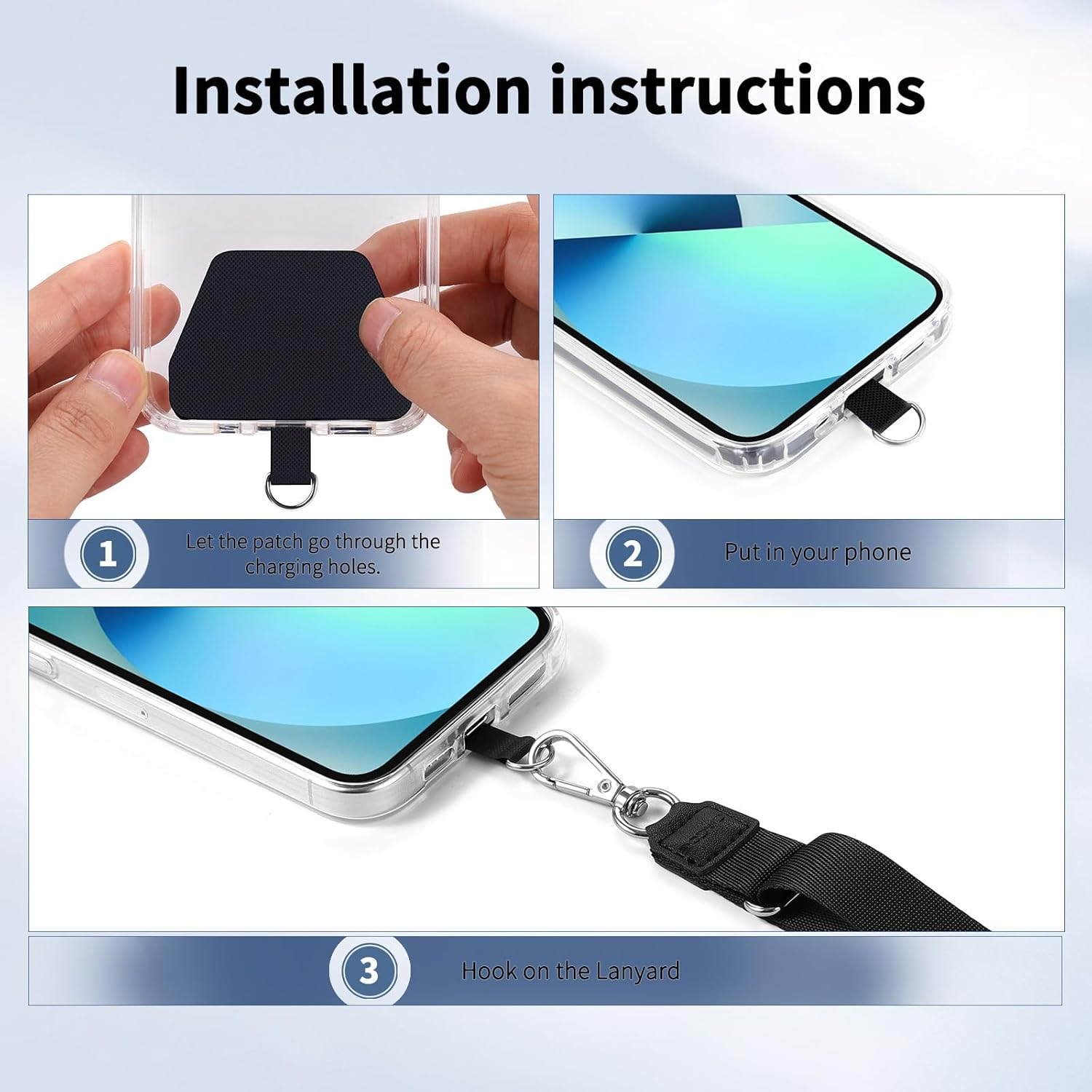 CACOE Universal Mobile Phone Lanyard, 2 Pcs Adjustable Collar Lanyard and Durable Patches, Mobile Phone Neck Strap Compatible with Most Smartphones image number 3