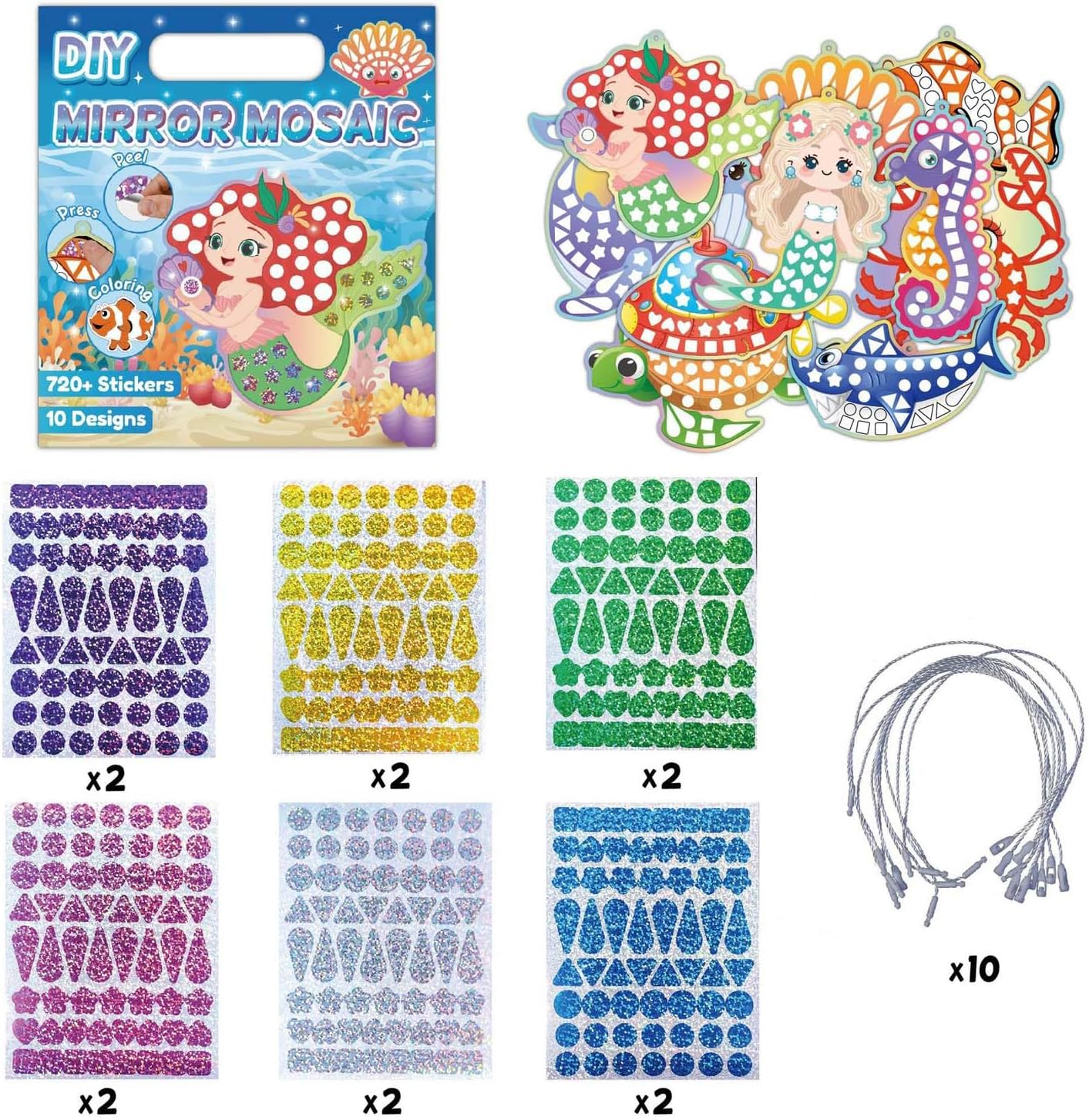 Palumma Mermaid and Princess DIY Kit Mirror Glitter Mosaic Sticker Sea Creature Craft for Craft Lovers image number 5