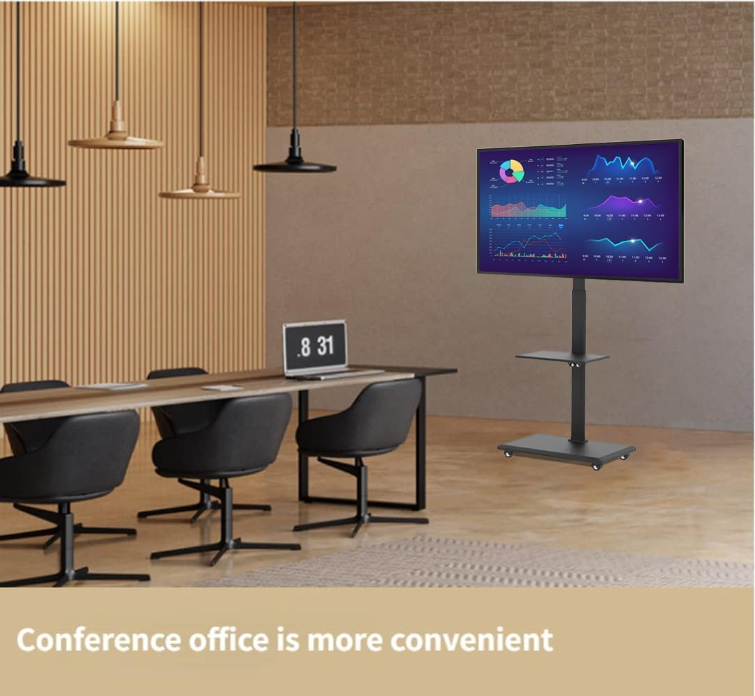 NOAEOU Movable TV Stand with Wheels,Suitable 26-70 Inch Screen TV Stands,Tv Table,Mobile TV Floor Stand,Swivel & Height Adjustable,For Family Living Room Bedroom Meeting (Black AU) image number 5