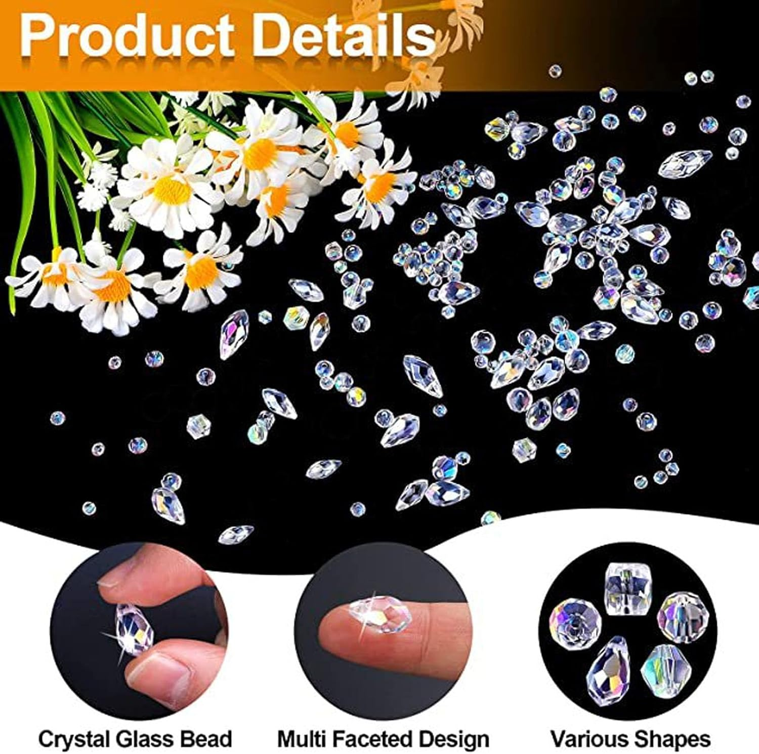 900Pcs Clear AB Glass Crystal Bulk, Faceted Rondelle for Jewelry Making, DIY Craft Bracelets, Necklaces, Earrings, Sparkling Suncatcher Beads &ndash; High Shine Craft Supplies image number 1