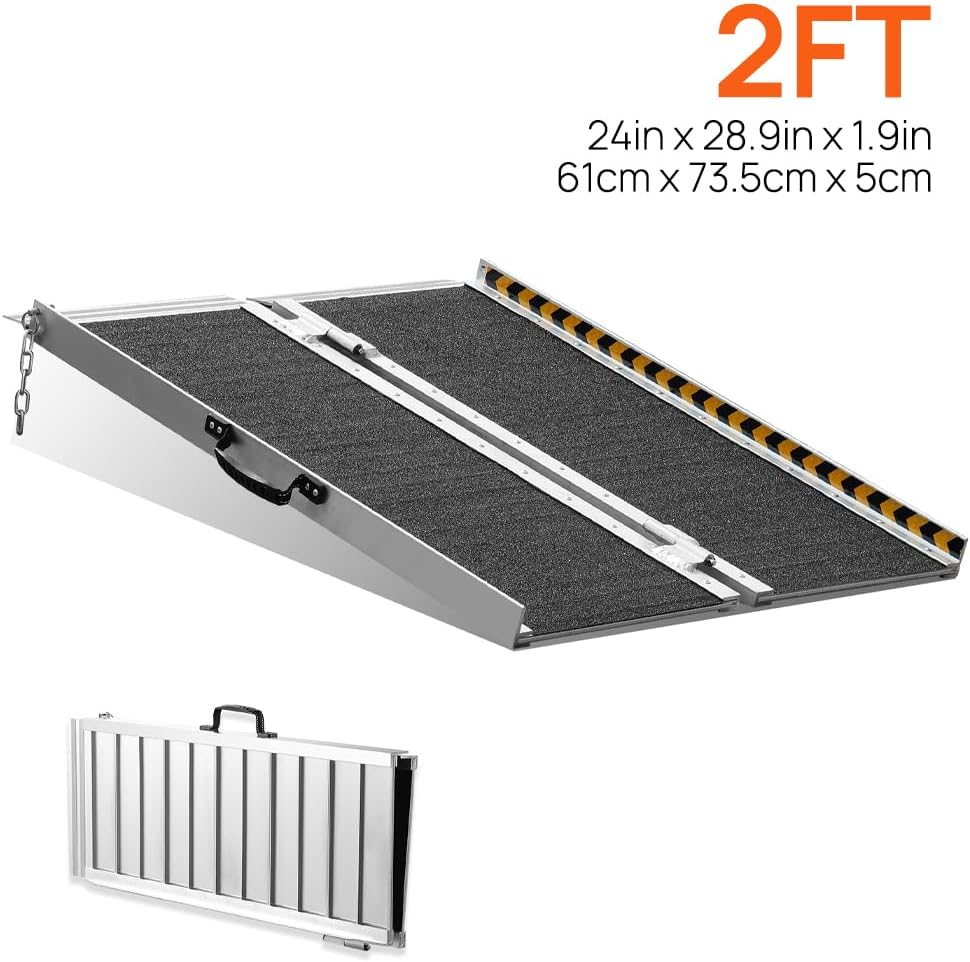 2FT Aluminium Ramp,270Kg/600Lb Capacity anti Slip Wheelchair Ramp,With Carry Handle,Folding Loading Threshold Portable Access image number 5