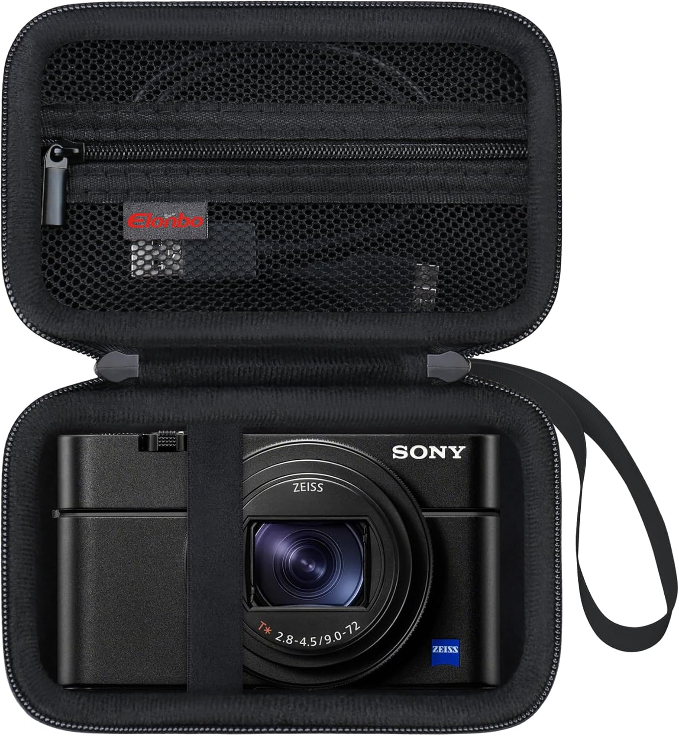 Elonbo Camera Case for Sony RX100 VII/VI/V/IV/III, Vlogging Travel Bag, Video Storage Holder. Black