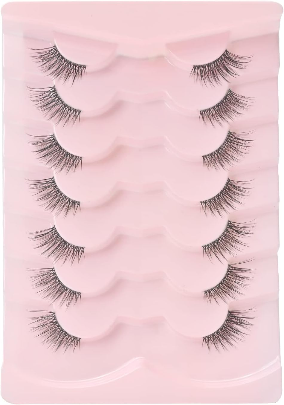 Onlyall Half Lashes False Eyelashes Natural Look Wispy Lash Natural Half Eyelash Clear Band Lashes Pack 3D Faux Mink Lashes 7 Pairs C02 image number 4