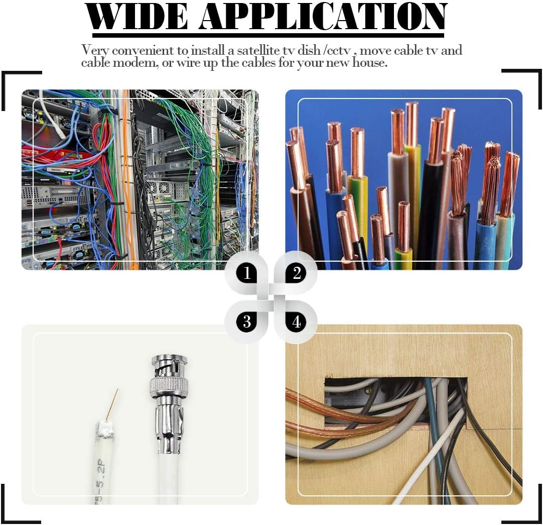 Glarks Coax Coaxial BNC Professional Crimping Tool with RG59 Coax Connector and Round/Flat UTP Cat5 Cat6 Wire Stripper and Wire Cable Cutter for RG55 RG58 RG59 RG62 5 6 21 140 141 142