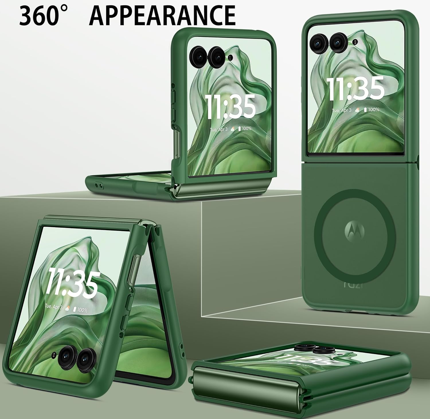 DUEDUE for Motorola Razr plus 2025/2024 Case, Moto Razr 50 Ultra 5G Case Magnetic, Protective Cover Shockproof Phone Case for Motorola Razr+ plus 2025/2024/Moto Razr 50 Ultra 5G 6.9", Green - Clear image number 4