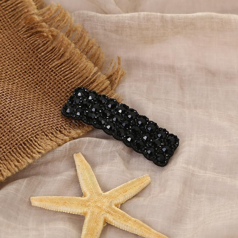 4 Pieces Black Women Hair Clips with Rhinestones Shiny Rectangle Korean Hair Clips Hair Accessories for Party Wedding Daily Girls Hair Accessories Clips and Hair Clips Accessories