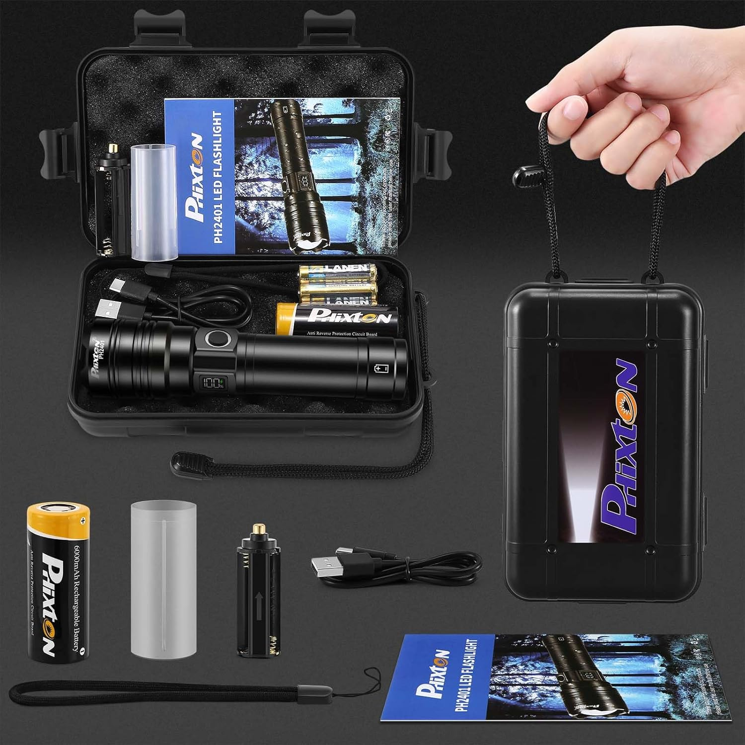 PHIXTON Rechargeable Flashlight High Lumens, PH2401