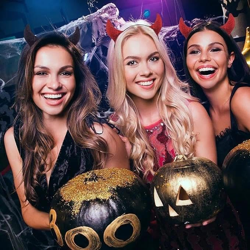 Glitter Devil Horns Headband with Sparkly Devil Ears for Halloween and Cosplay Red and Black Color Options - Fengea image number 4