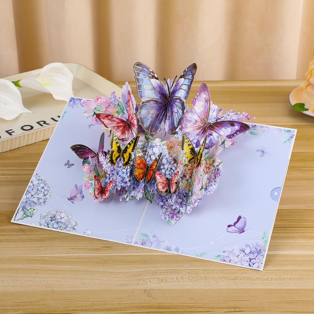 Pop up Greeting Card 5.9X7.8 Inch/15X20 Centimeter Butterflies and Flowers- 3D Cards for Birthday, Valentine'S Day,Anniversary, Mothers Day, Thank You Cards, Congratulation Card, Love Card, All Occasion (Type 1) image number 3