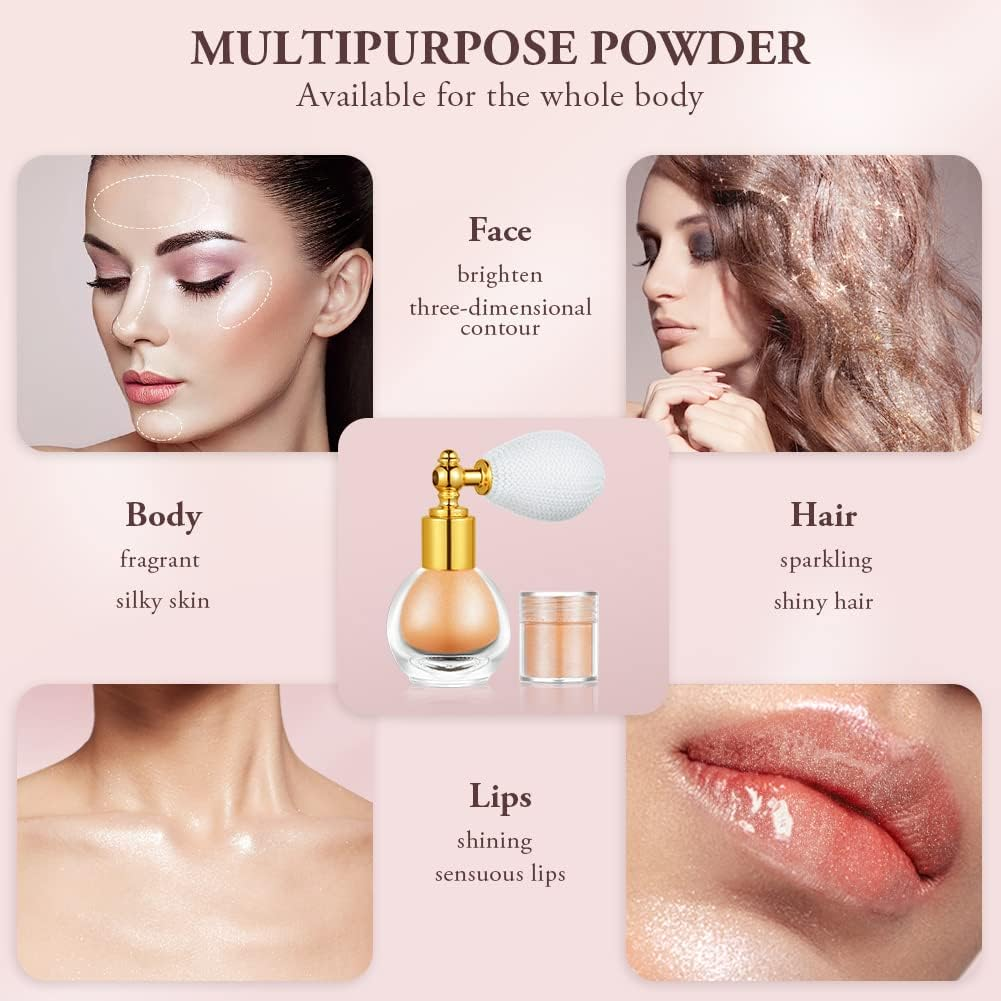 AOOWU Glitter Spray for Face, Body and Hair - Makeup Sparkle Powder Cosmetic Shimmer Highlighter for Christmas Rave Party (Champagne) - Light Gold image number 7