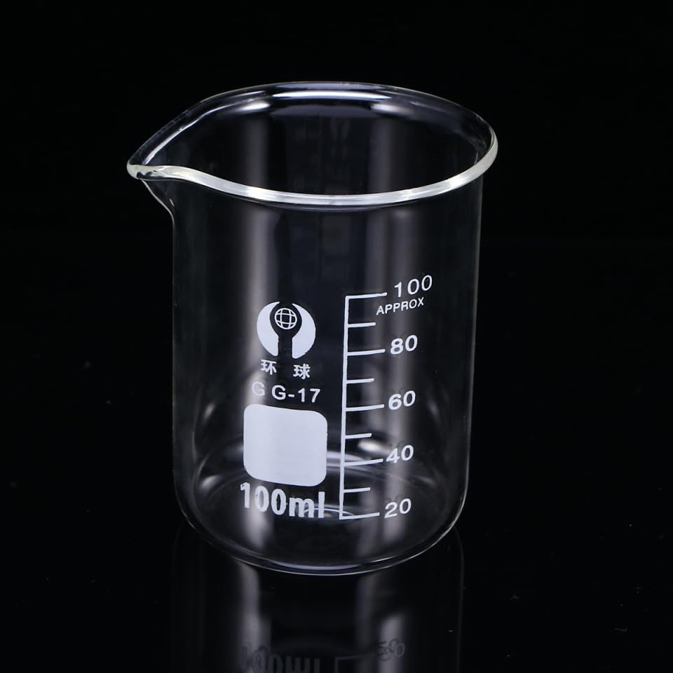 TEHAUX 2Pcs Glass Beaker, 100Ml Graduated Borosilicate Measuring Cup Chemistry Beaker with Spout Small Cup Equipment for Lab Glassware Scale Liquid Measurement image number 6
