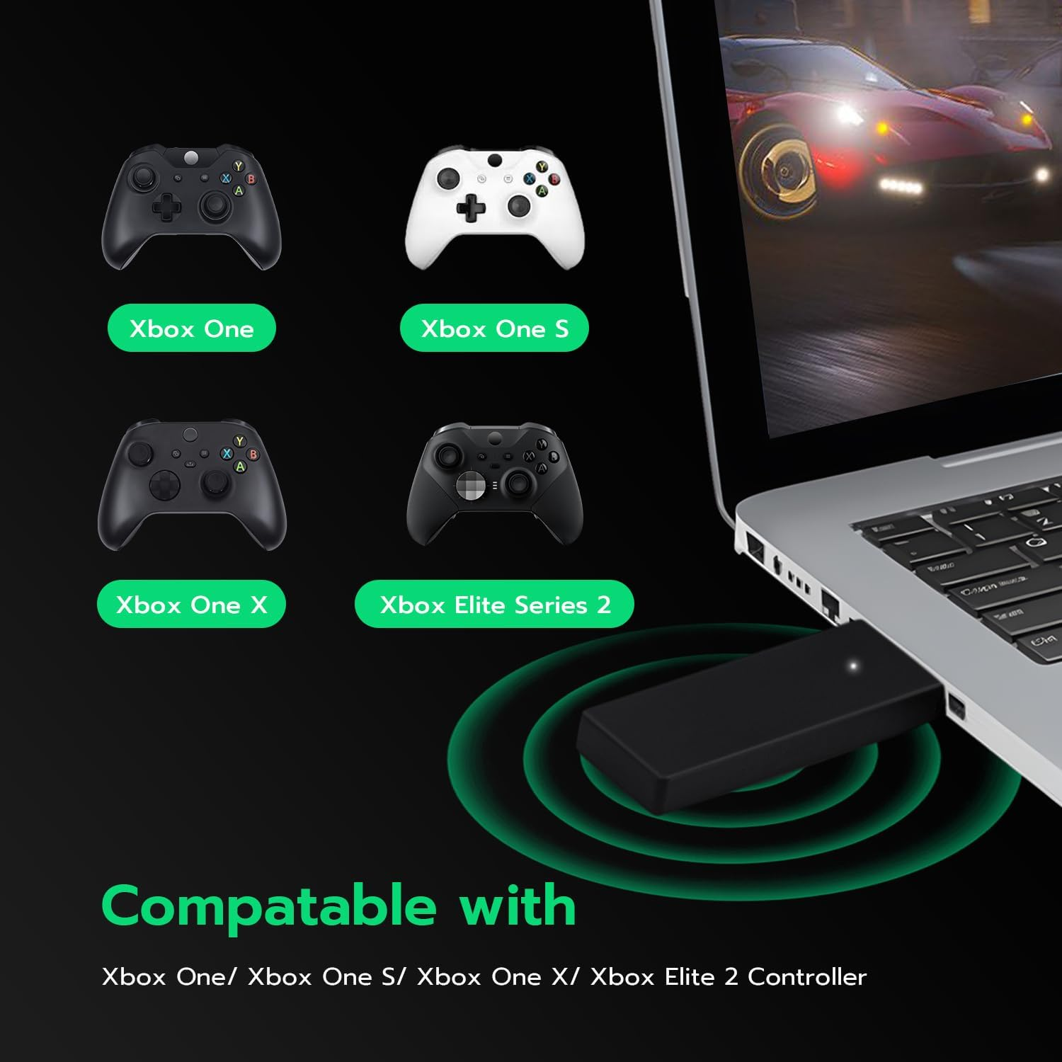 Mcbazel Wireless Adapter for Xbox One, Gaming Receiver Compatible with Windows 7, 8, 8.1, 10,11/ Pc/Xbox One S&X/Xbox Elite 1/2 image number 1