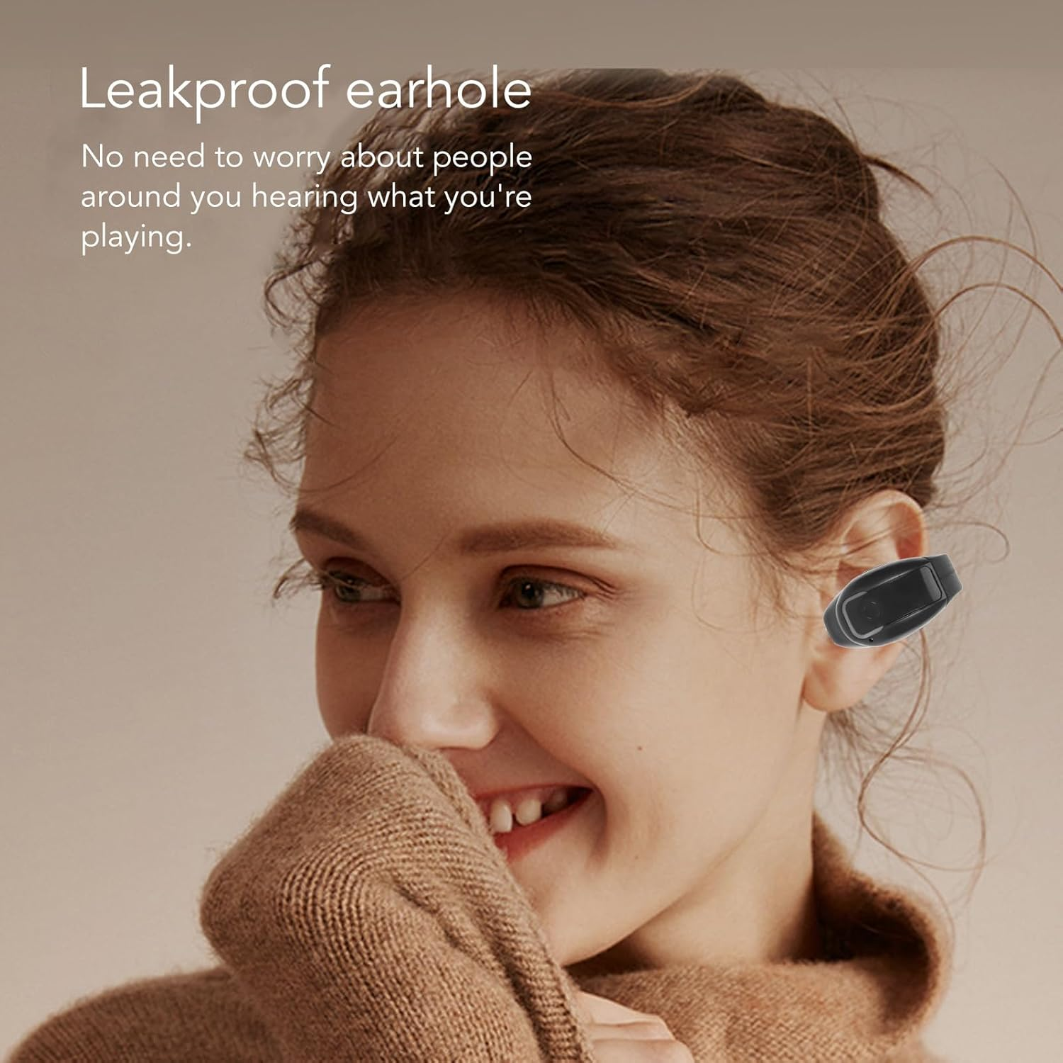 Eosnow Leakproof Wireless Earbud, Ergonomical Design, IPX4 5.3 Single Earpiece with Hifi Stereo Surround Sound, One Control, 13MM Film Loudspeaker (Black) - White image number 4