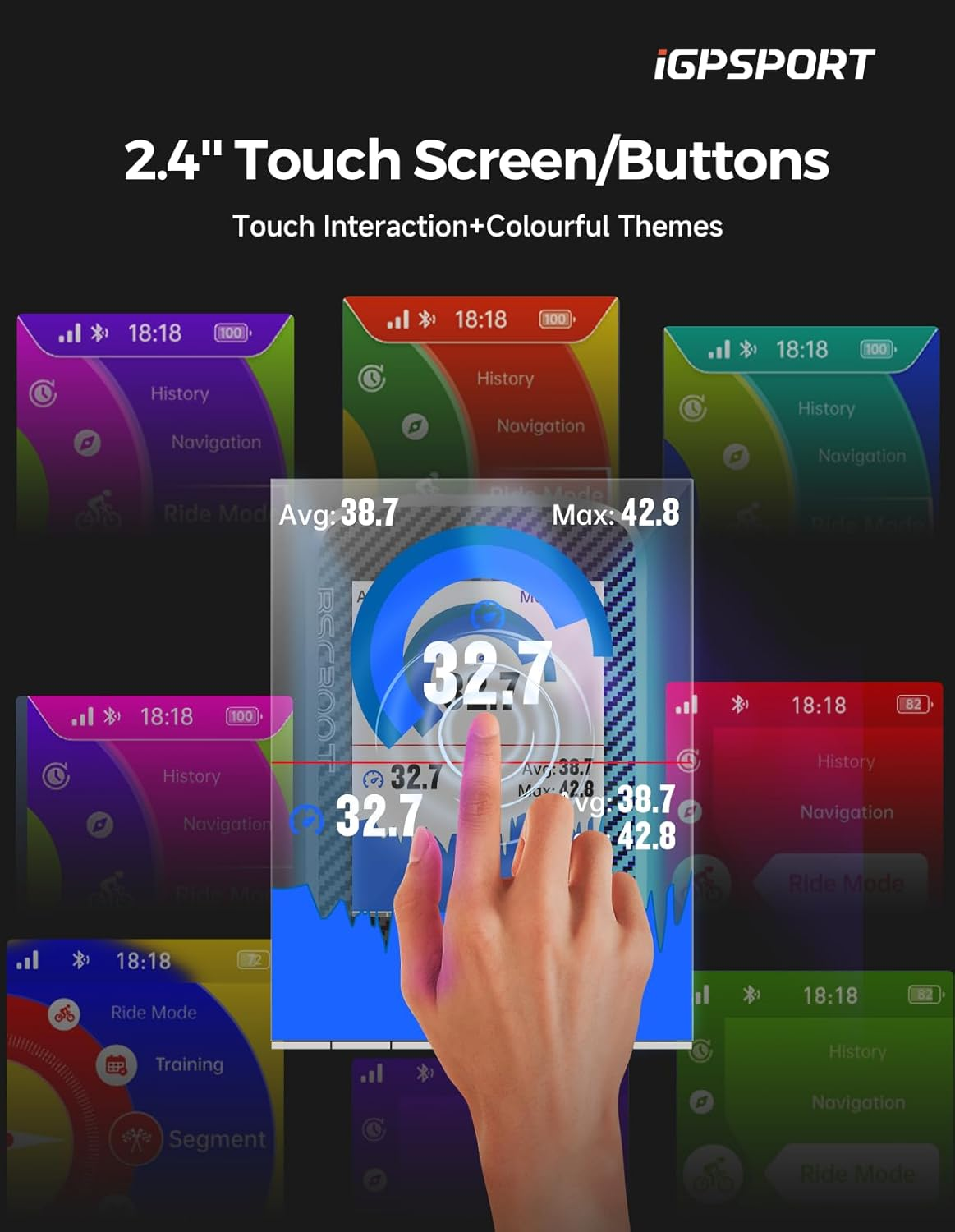 Igpsport BSC300T Bike Computer with 2.4 Inch Colorful Touch Screen, Offline Map Navigation off Course Warning,Type-C, IPX7,130 Data Display Compatible with Bluetooth 5.0 &ANT+ Ebike,Strava Sync image number 4