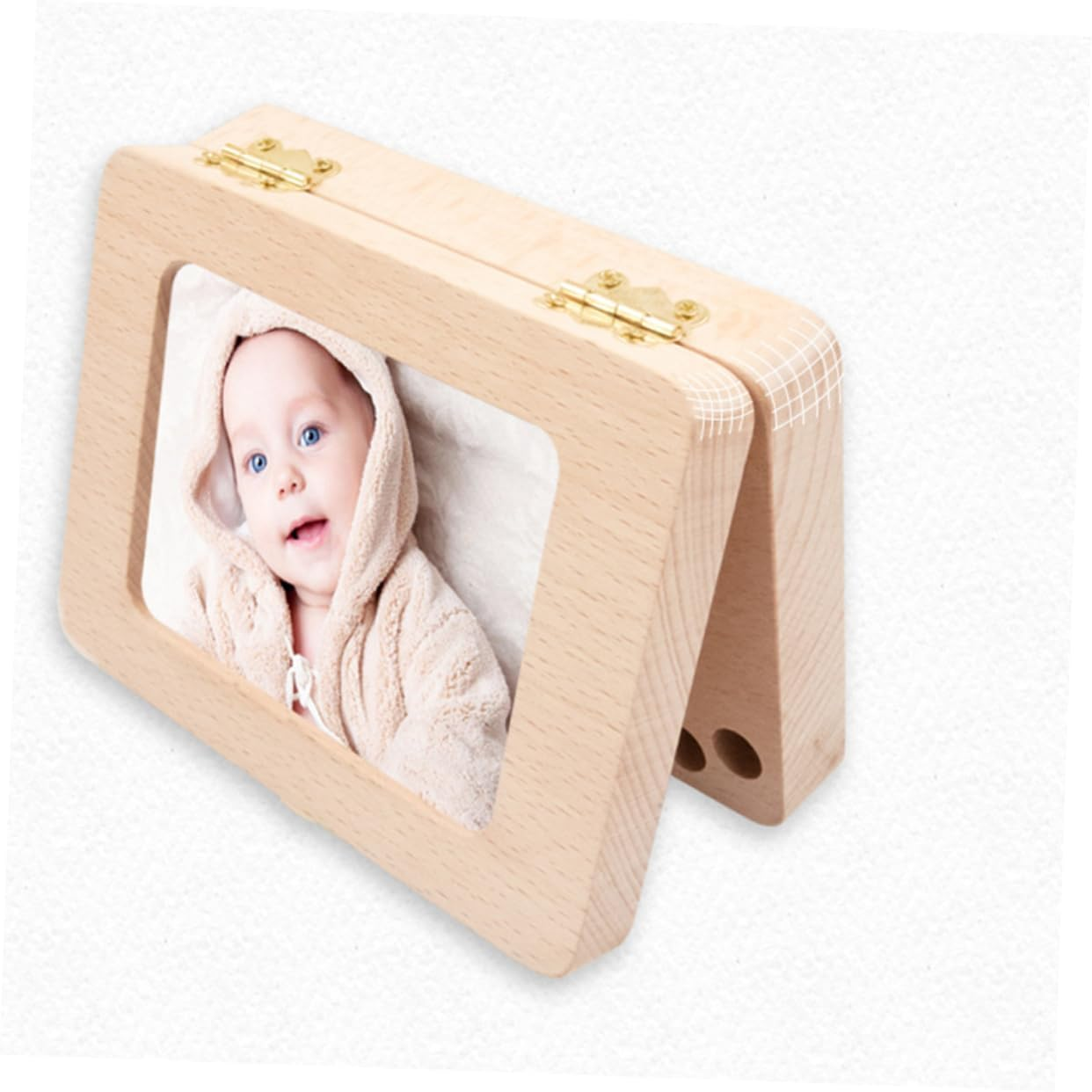Wooden Teeth Box Keepsake Organizer Creative Deciduous Teeth Storage Container with Photo Frame for Boys and Preserves Childhood Memories with Japanese Stickers