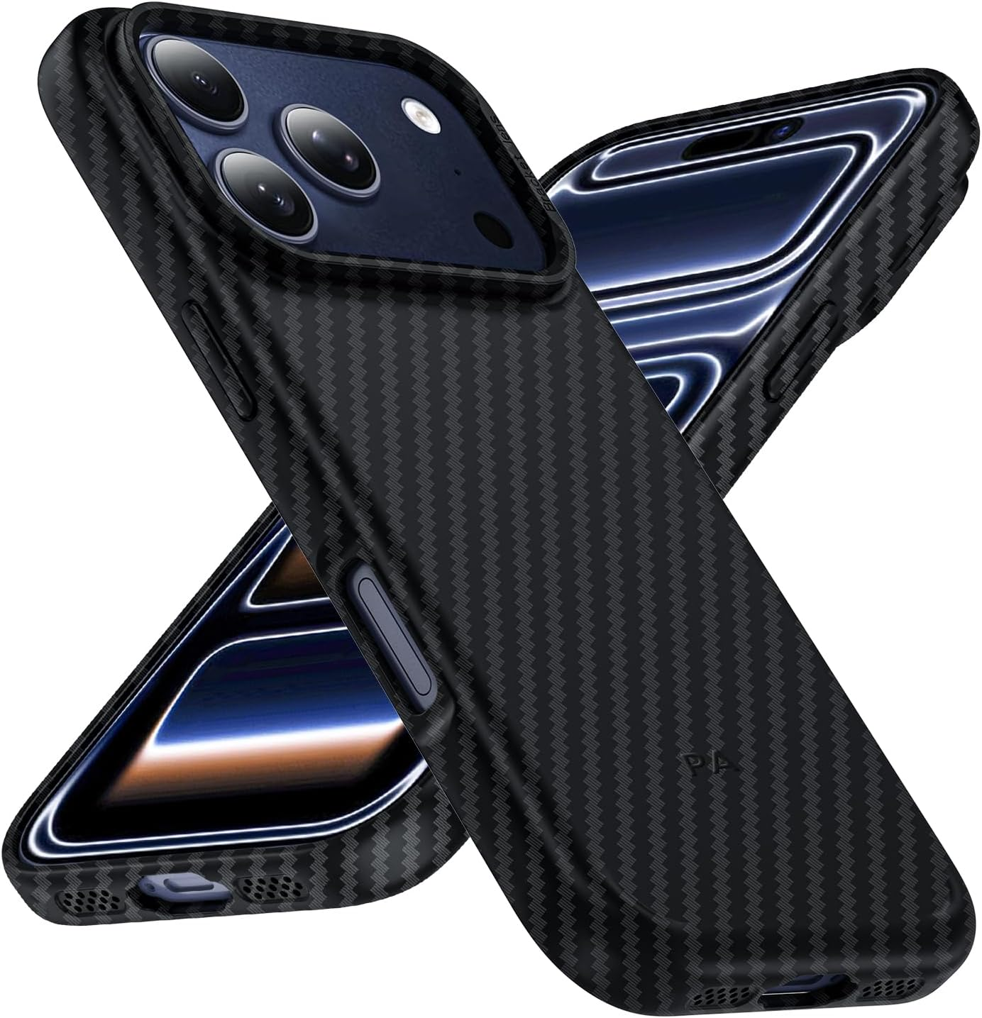 Phoneaura Magcase Deluxe Carbon Case for Iphone 17 Pro, Compatible with Magsafe, Carbon Case, Iphone 17 Pro, Protective Glass Case, Mobile Phone Case (Carbon Look + 2 Protective Glasses + 1 Camera image number 1