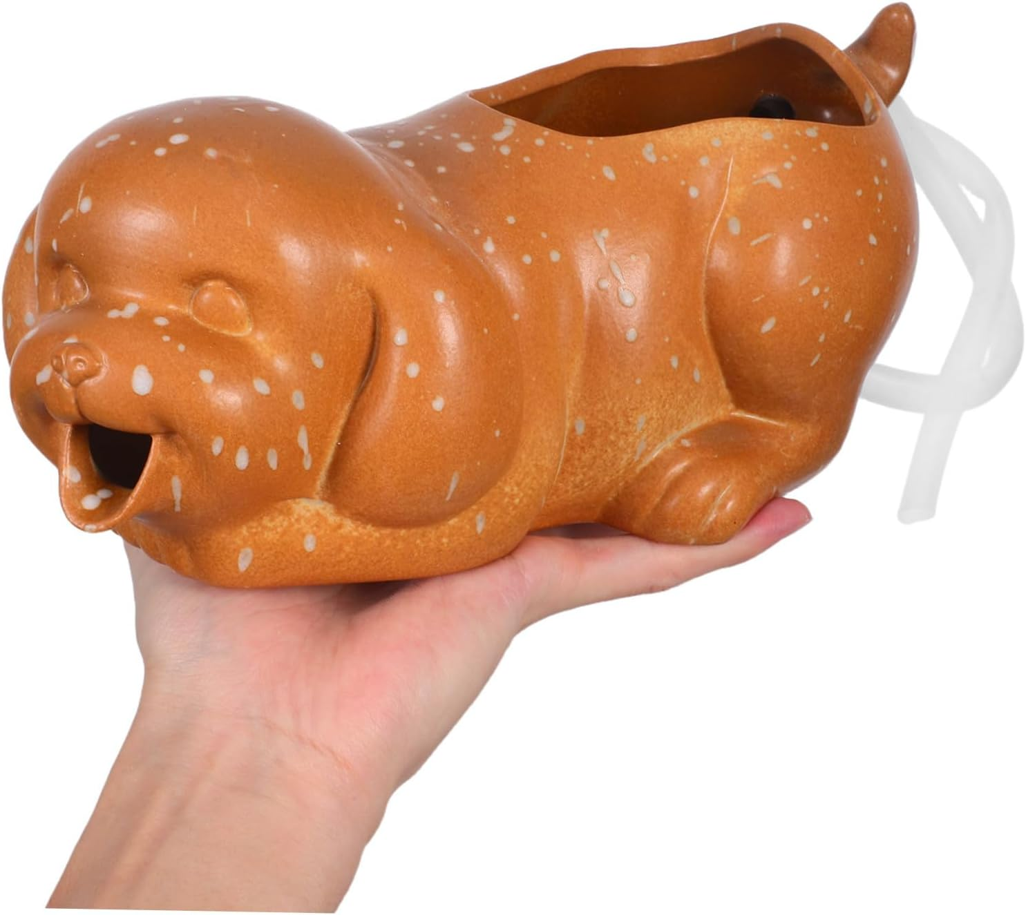 NOLITOY Ceramic Dog Fountain Spitter Jar for Indoor Outdoor Aquarium Decor Playful Puppy Statue with Circulating Waterfall Plant-Friendly Eco Ceramic Jar for Fish Tank and Garden image number 1