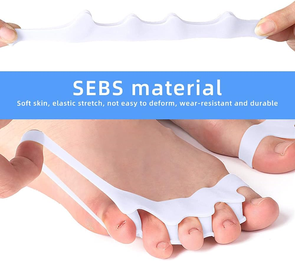 Toe Spacers for Bunions & Hammer Toe - 5 Hole Breathable Toe Separators, Gel High Elastic Hallux Valgus Corrector, Comfortable Toe Straightener for Foot Pain Relief [2 Pairs] image number 3