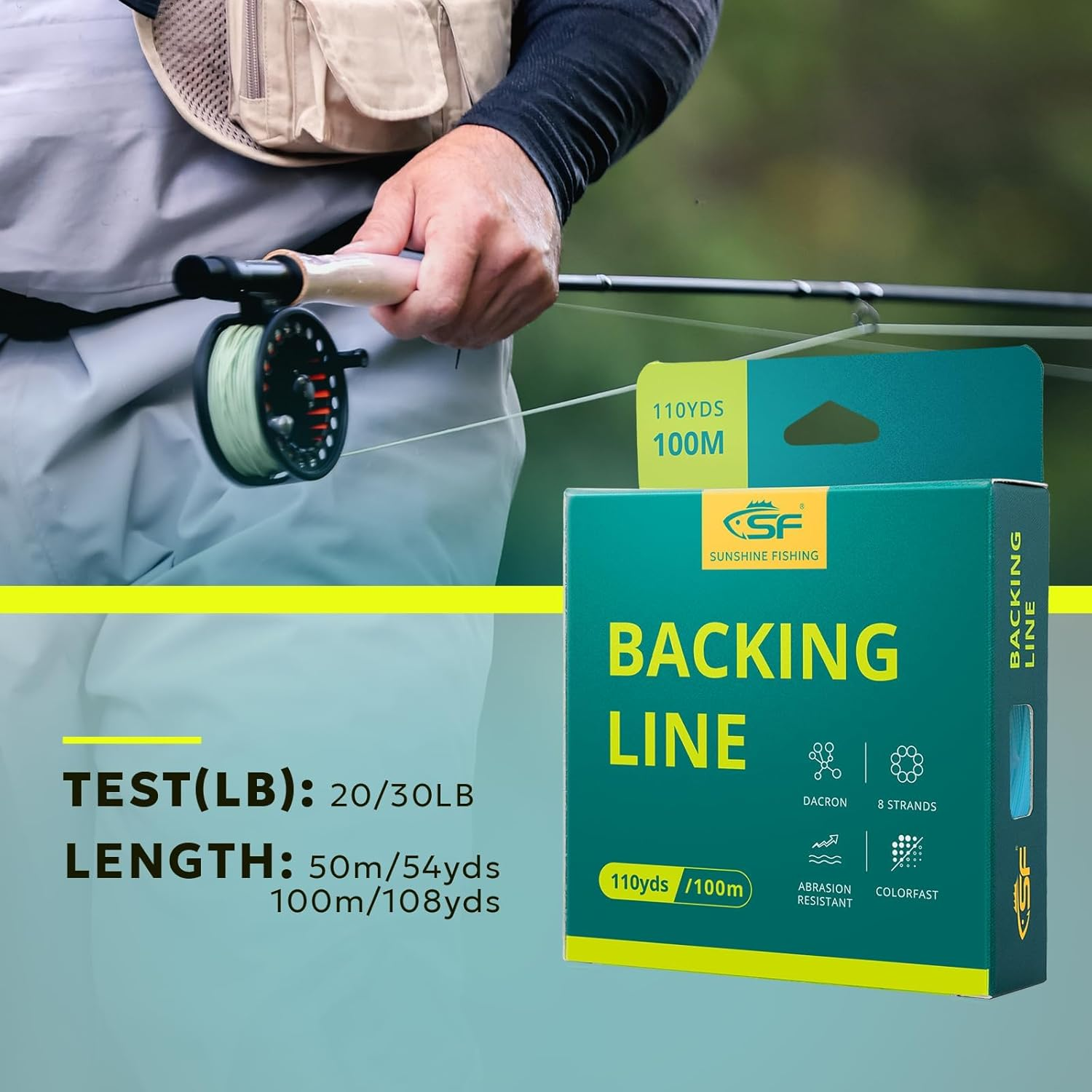 SF Geflochtene Fliegenfischschnur, Forellenschnur, 9 Kg, 13,6 Kg, 50 M, 100 M (Orange, Gr&uuml;n, Blau, Wei&szlig;, Neongelb, Lila, Schwarz Und Gelb) image number 4