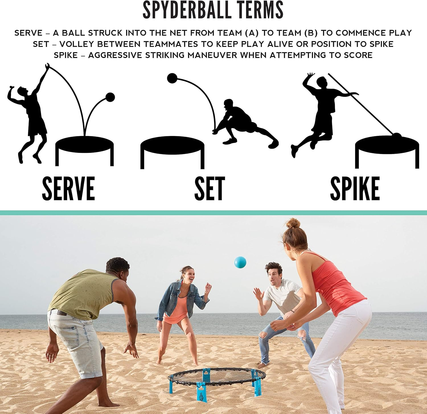 Franklin Sports Spyderball Game Set - Includes 3 Balls, Carrying Case and Rules - Played Outdoors, Indoors, Yard, Lawn, Beach - Durable Tight Net