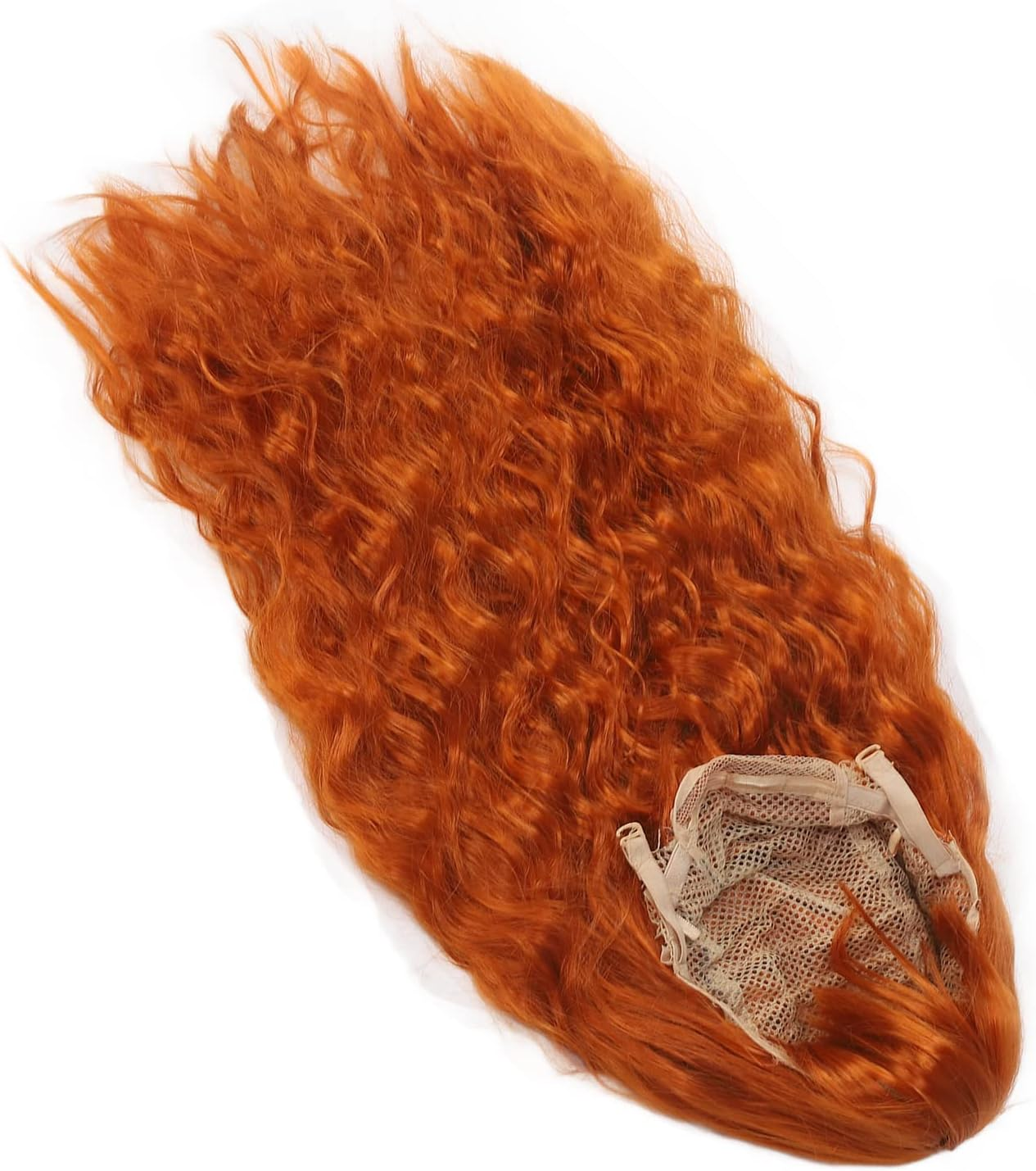 Women Hair Wig, Women Hair Toupee Long Wavy Elastic for Halloween for Female (Dirty Orange) image number 1