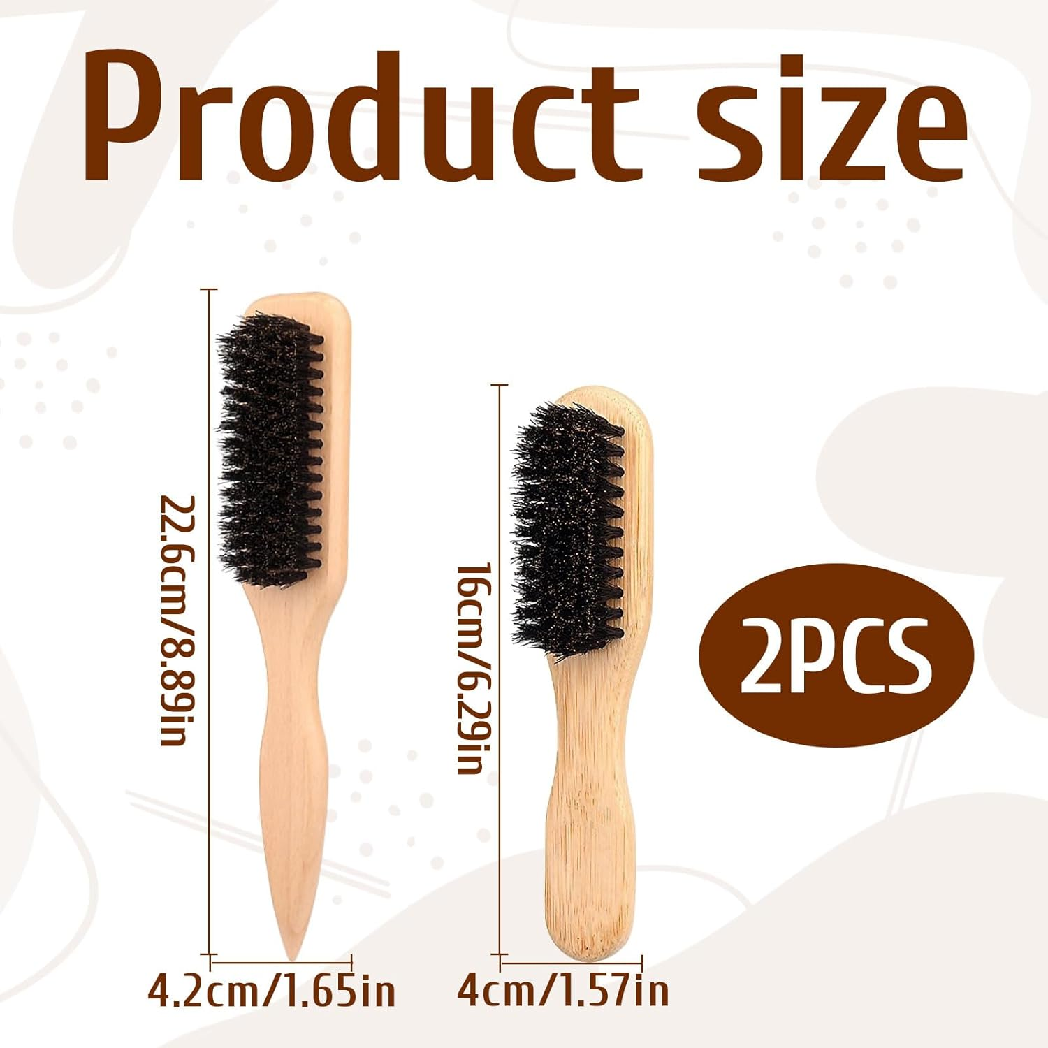 Slick Back Brush, 2Pcs Slick Brush, Slickback Hair Brush, Soft Boar Bristle Styling Edge Control Brushes, Boar Bristle Brushes, Smoothing Hairbrush for Detangling, Ponytail