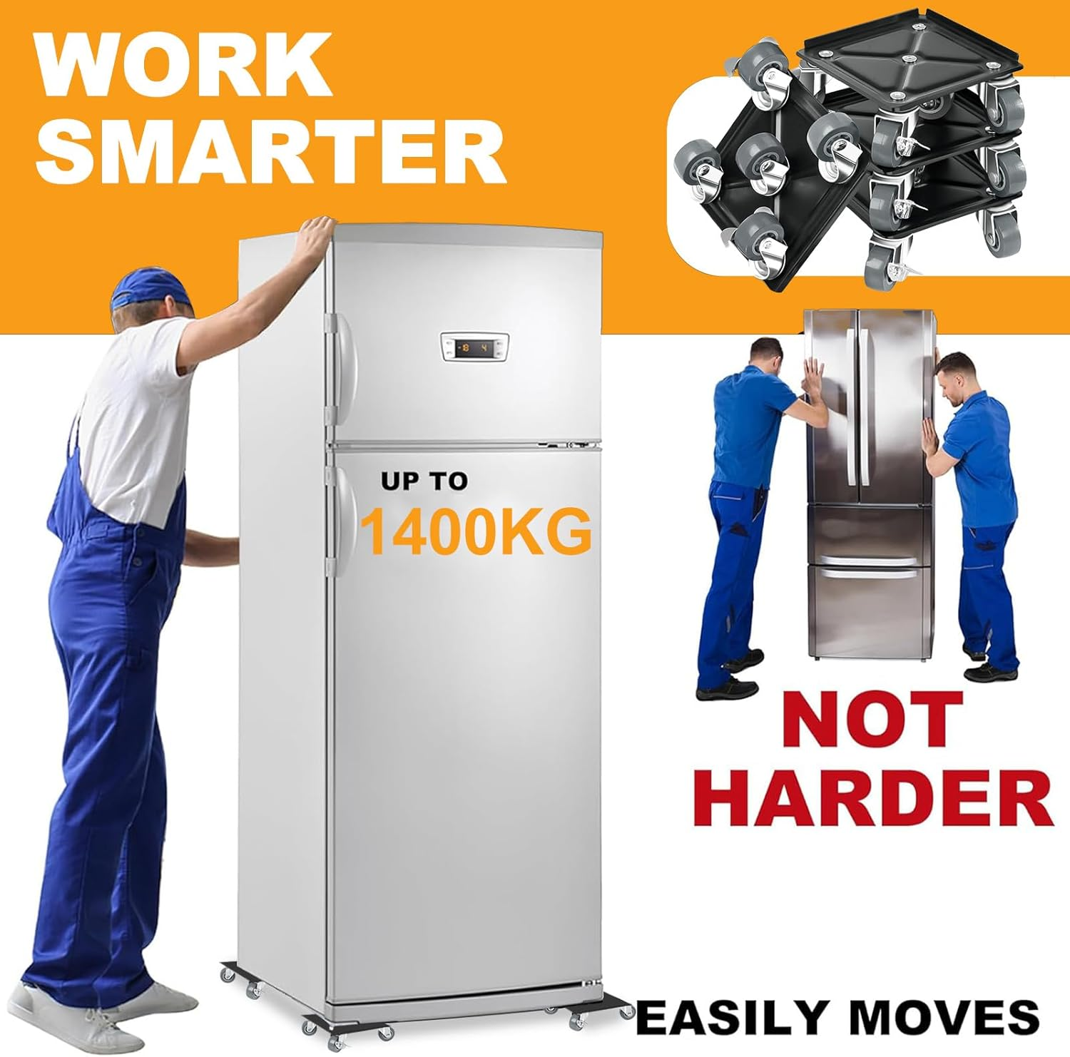 Heavy Duty Furniture Movers with 5 Wheels & Lifter Set, 1400Kg Load Capacity Furniture Mover with 360&deg; Rotation Wheels, Lock Dollies Furniture Lifter Set for Heavy Furniture Refrigerator Sofa Cabinet image number 2