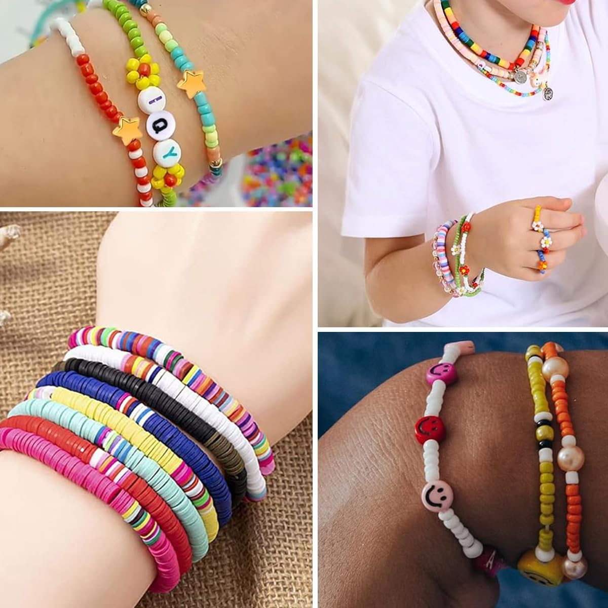 ANSHINE 13200Pcs Seed Beads Set with 3600 Clay Beads and 300 Letter Bead for Bracelet Jewelry Making Supplies Kit with Storage Box image number 6