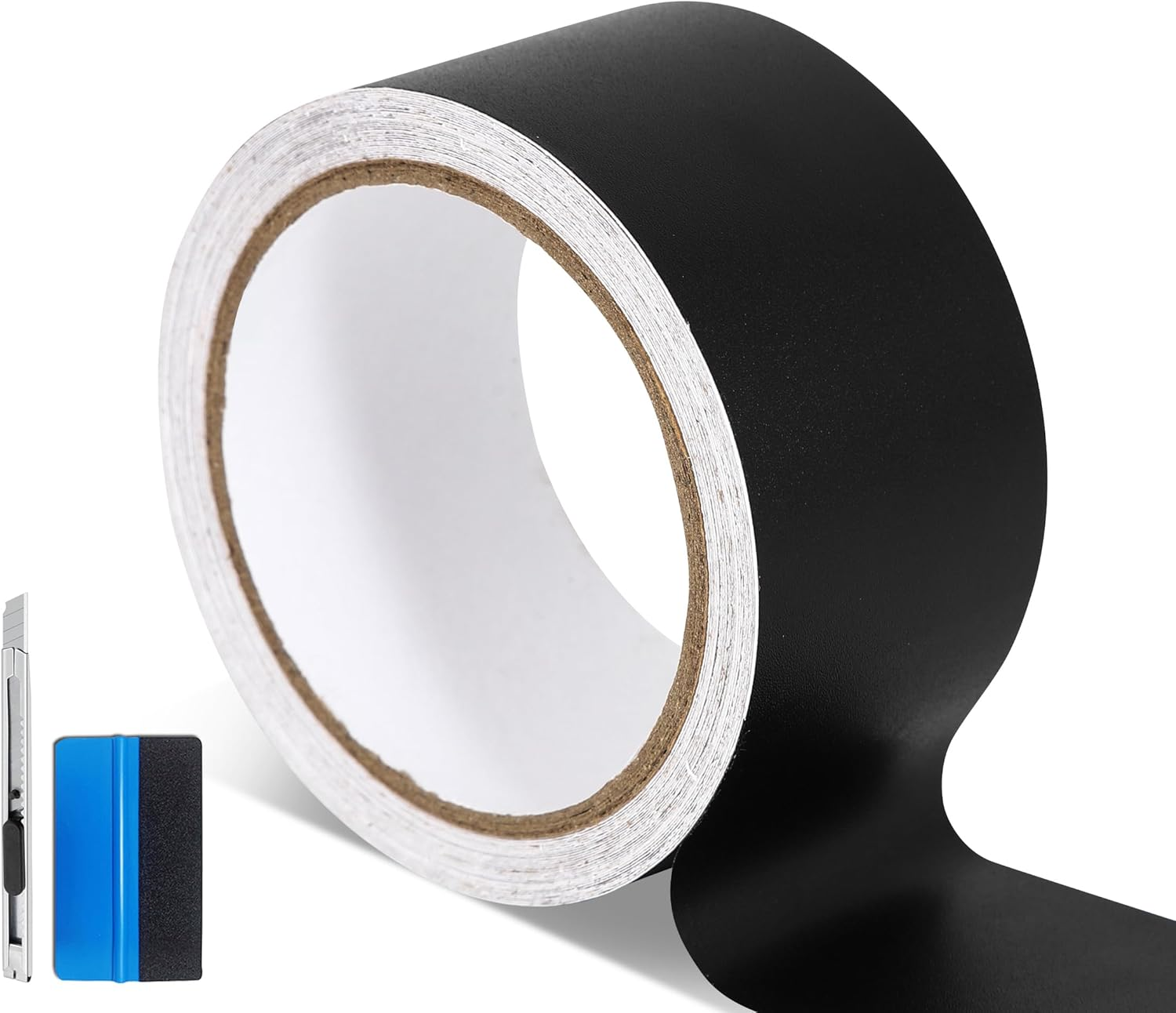 LZLRUN Free Tool Kit Satin Black Vinyl Wrap Kit for Black Out Chrome Delete Window Trim Door Trim (1Inches X 30Feet)