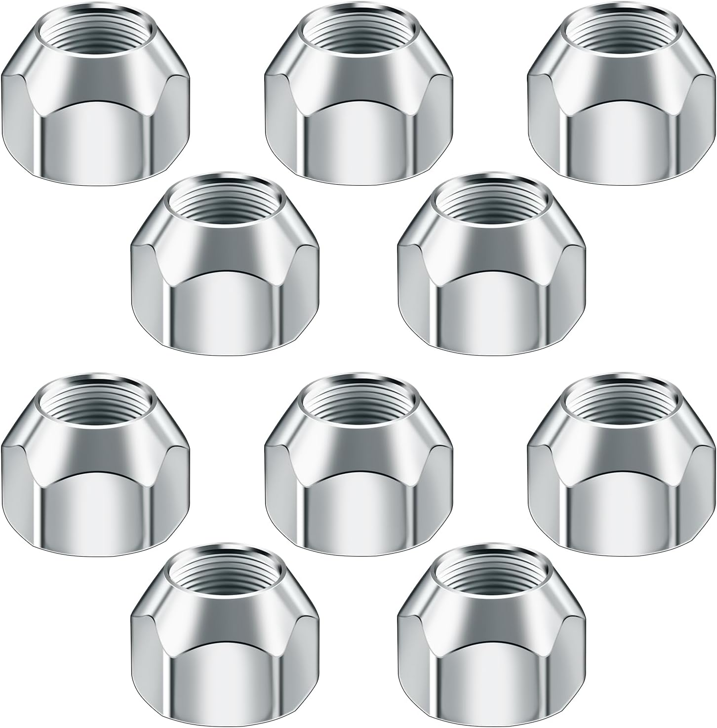 NQEUEPN Pack of 10 Tyre Nuts, 1/2-20 Inch Nut for Tyres, Trailer Wheel Nuts, Trailer Lug Nuts, Lug Nuts with Open End for Trailer Tyre Wheels