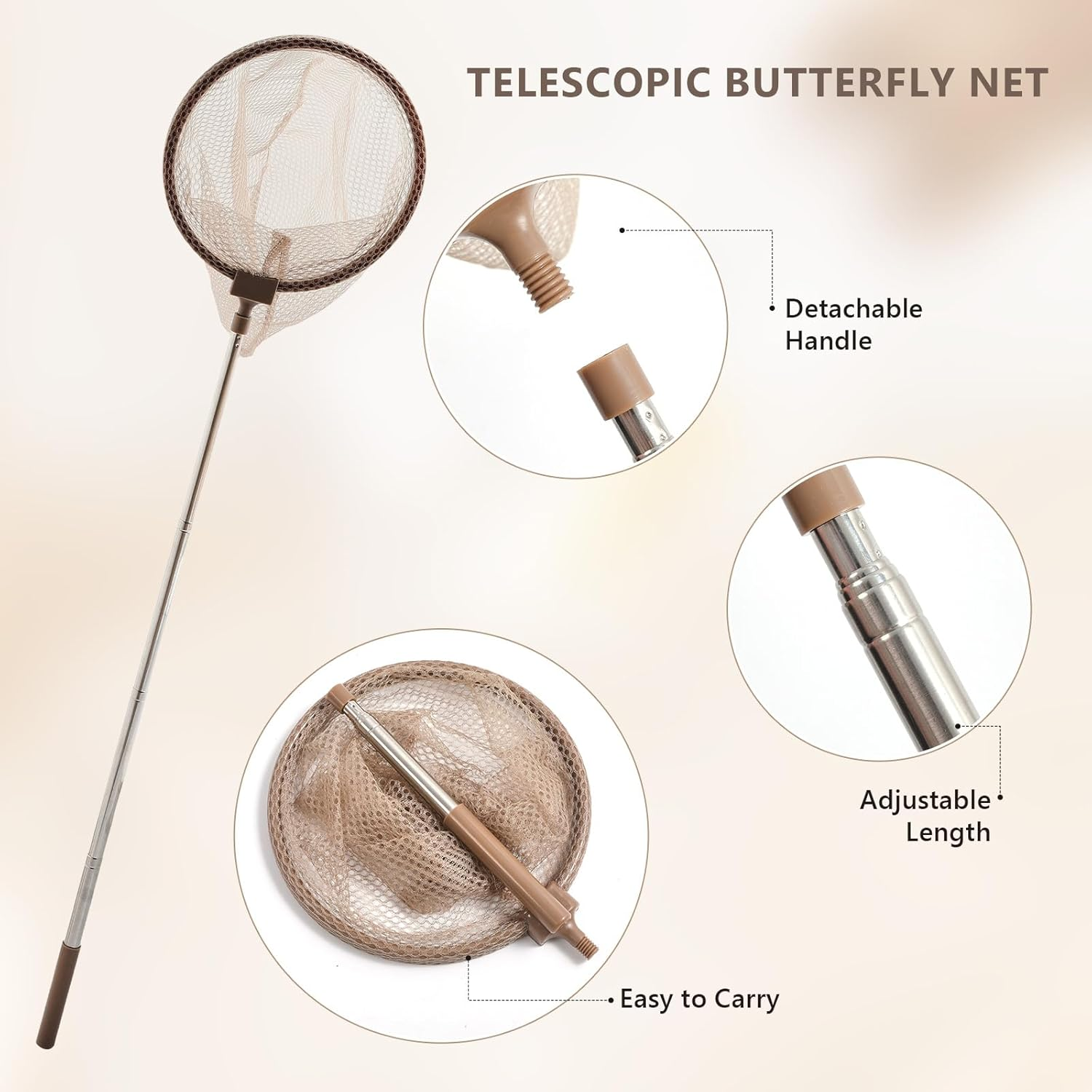 Ikubigu Bug Catcher Kit for Kids, 8-In-1 Wooden Insect Exploration Set with Butterfly Net, Magnifying Glass, Bug Habitat, Tweezers, Compass, outside Toys for Toddlers image number 3