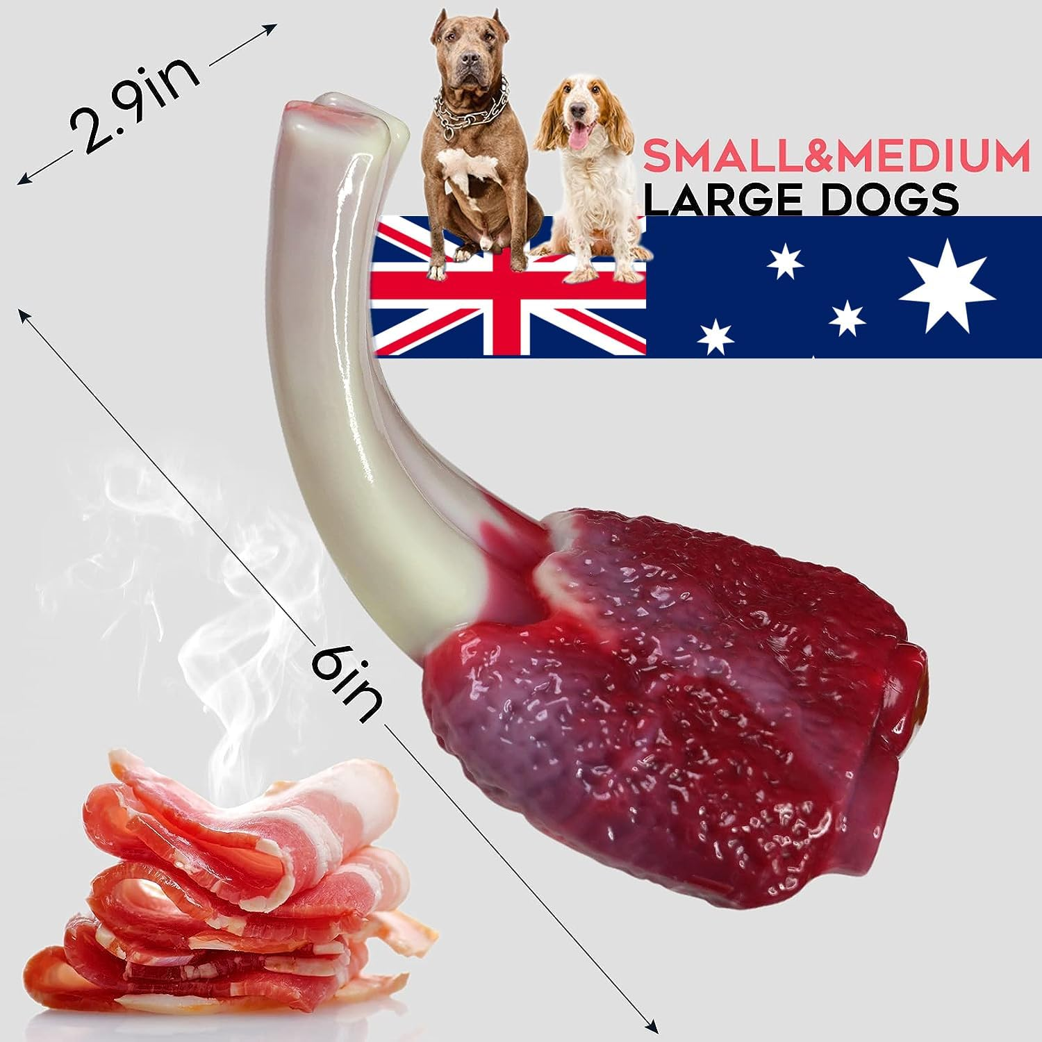 Wikiray Dog Chew Toy for Aggressive Chewers &ndash; Durable Nylon Bone with Bacon Flavour &ndash; Tough & Interactive Dog Toy for Medium & Small Dogs (Up to 12Kg) image number 3