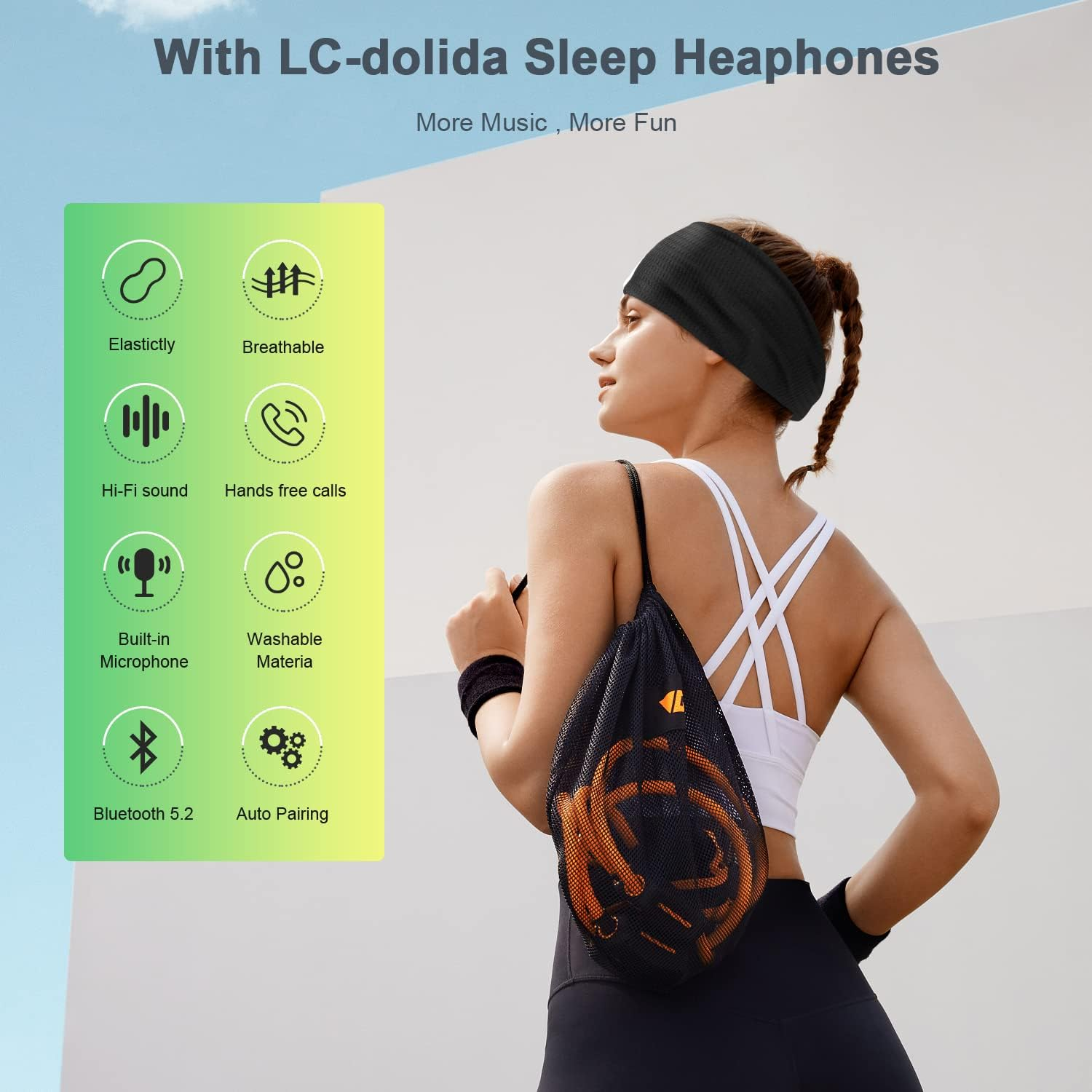 Lc-Dolida Sleep Mask with Bluetooth Headphones, Floral Sleep Headphones Bluetooth Headband for Sleeping Sports Sleep Mask for Side Sleeper, Best Gift and Travel Essentials image number 6