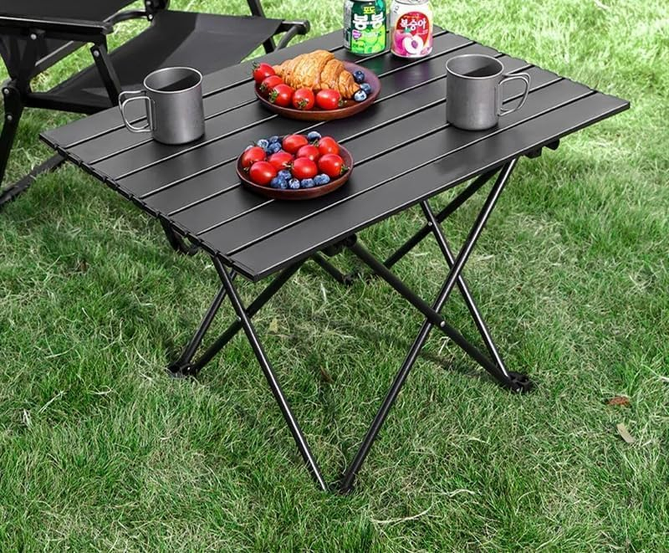 Folding Camping Table, Ultralight Aluminum Portable Table with Carrying Bag for Camping, Hiking, Backpacking, Picnic, Beach, BBQ, Compact Lightweight Collapsible Travel Side Table (Black) - Log Color image number 6
