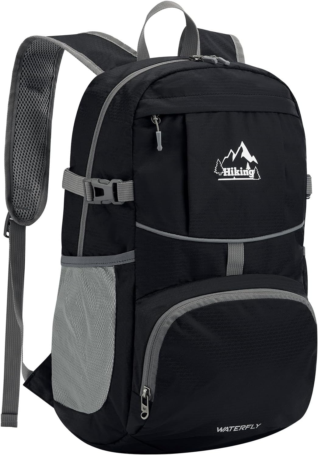 WATERFLY Hiking Foldable Daypack Backpack: 25L Ultra Lightweight Waterproof Day Pack for Woman Man - Small Compact Packable Folding Back Pack for Outdoor Sport Cycling Biking Travel Trip