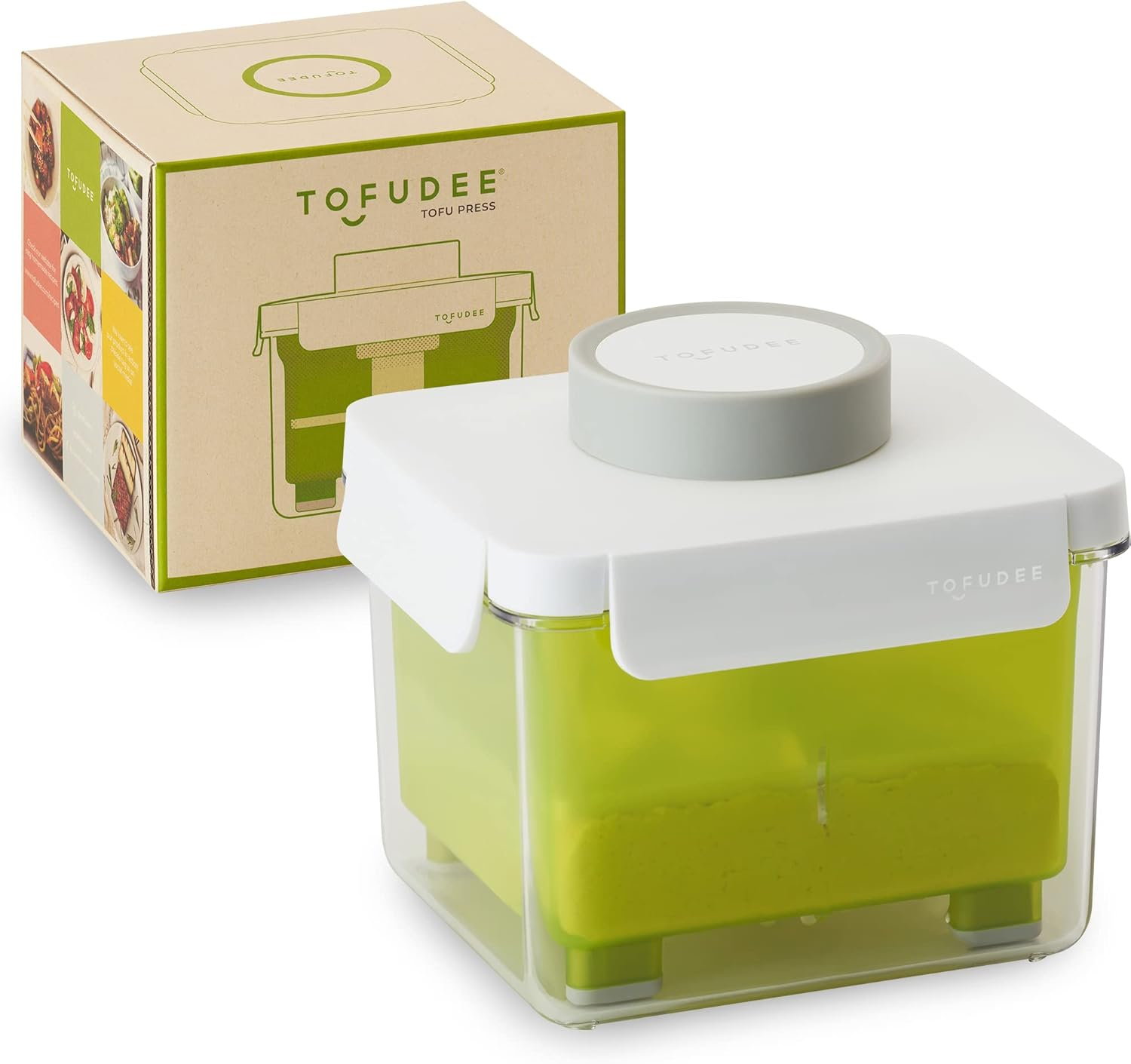 TOFUDEE Tofu Press with Auto Intellispring. Patent Adjustable Vegan Tofu Presser for Speed up Draining Water from All Types of Pressed Tofu without Crack