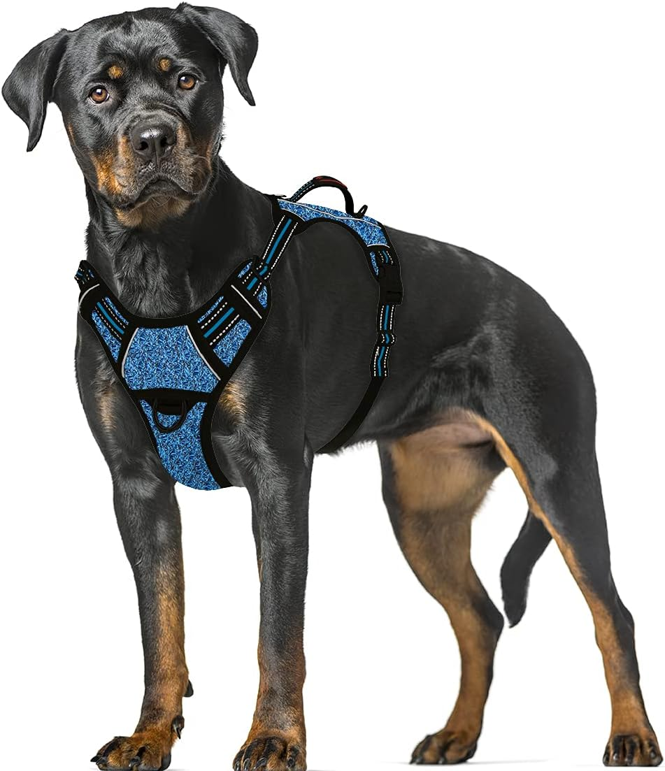 BARKBAY No Pull Dog Harness Large Step in Reflective Dog Harness with Front Clip and Easy Control Handle for Walking Training Running with ID Tag Pocket