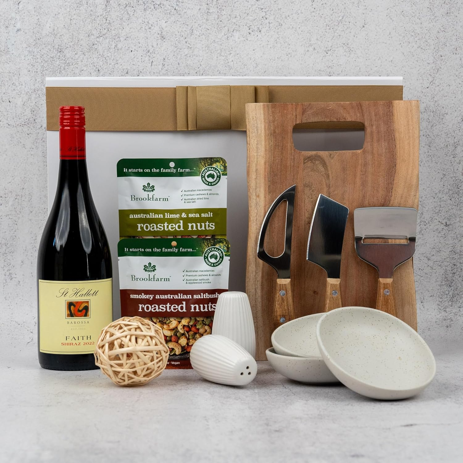 Shiraz Indulgence Gift Hamper - Aussie Gifting Ideas for Birthdays, Christmas, Mothers Day, Anniversaries - Includes Shiraz Premium Wines and Elegant Dining Essentials (Popular White Wine) image number 1