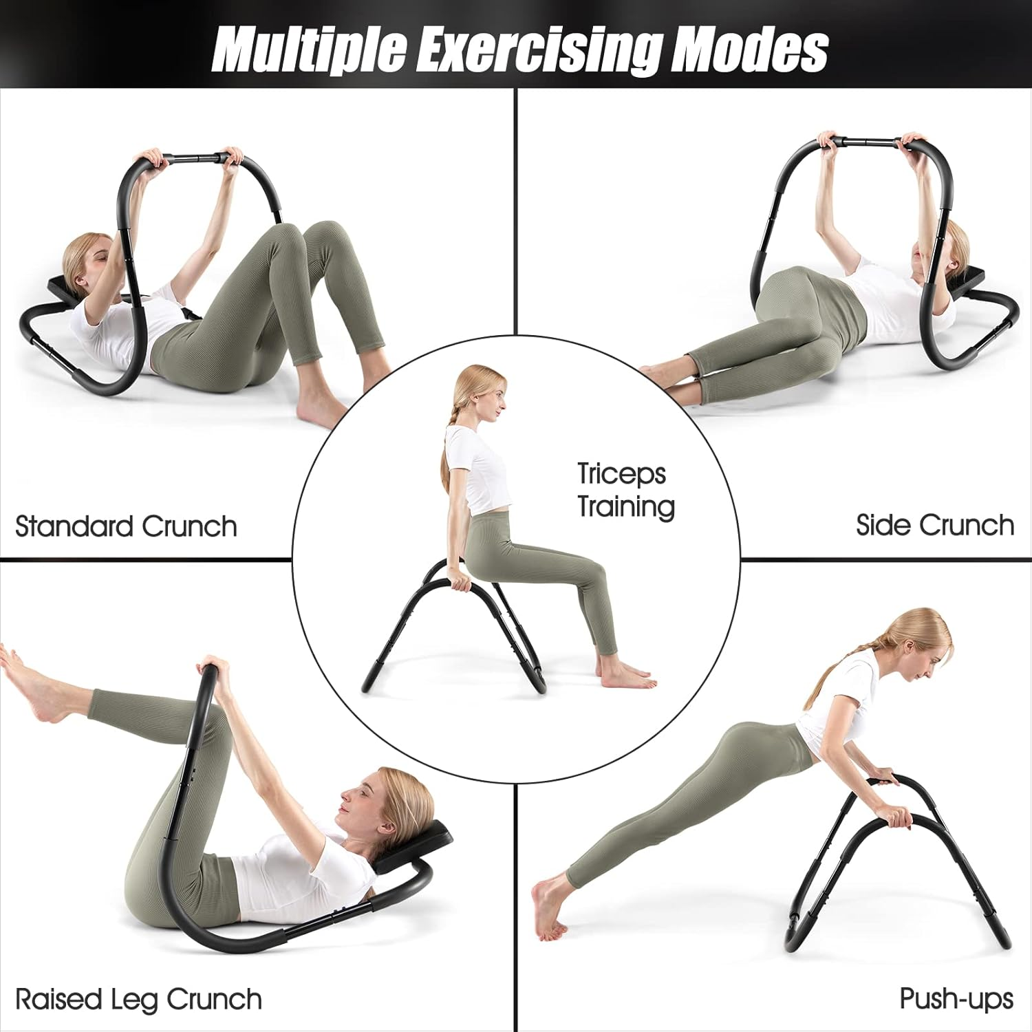 Costway AB Fitness Trainer, Abdominal & Core Strength Exercise Cruncher W/Padded Headrest, Ergonomic & Portable AB Mat Trainer for Home Gym Strength Workout image number 2