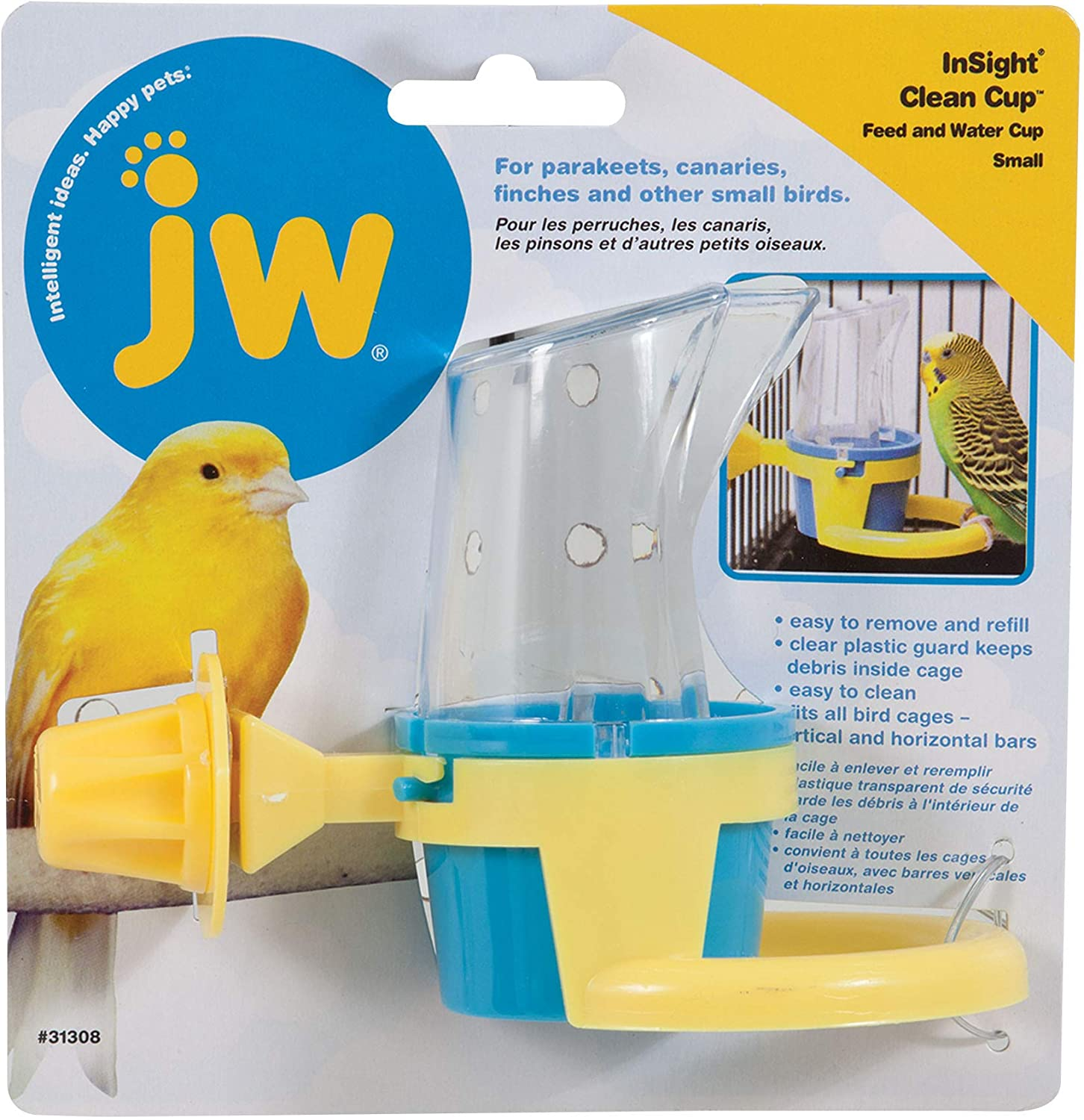 JW Pet 31308 Insight Clean Cup Bird Feed & Water Small, 10Cm, Yellow (Pack of 2) image number 5