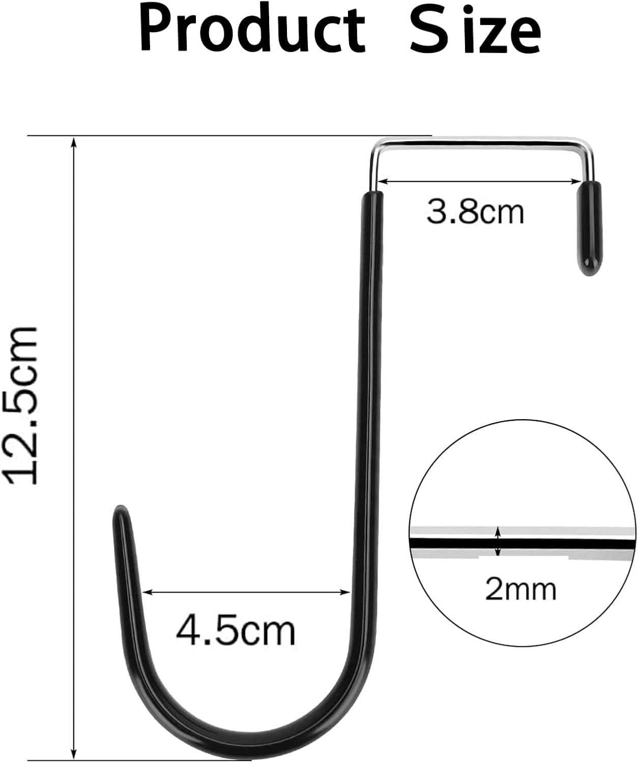 6 Pack over the Door Hooks,With Rubber Prevent Scratches,Door Hangers for Closet, Kitchen, Bathroom(Black) image number 2