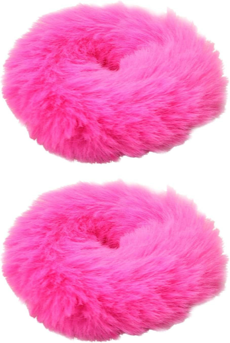 2 Pieces Furry Hair Scrunchies, Elastic Faux Rabbit Hair Ties, Soft and Cute Ponytail Holder, Exquisite Fashion Dress up Accessories for Women and Girls (Red)